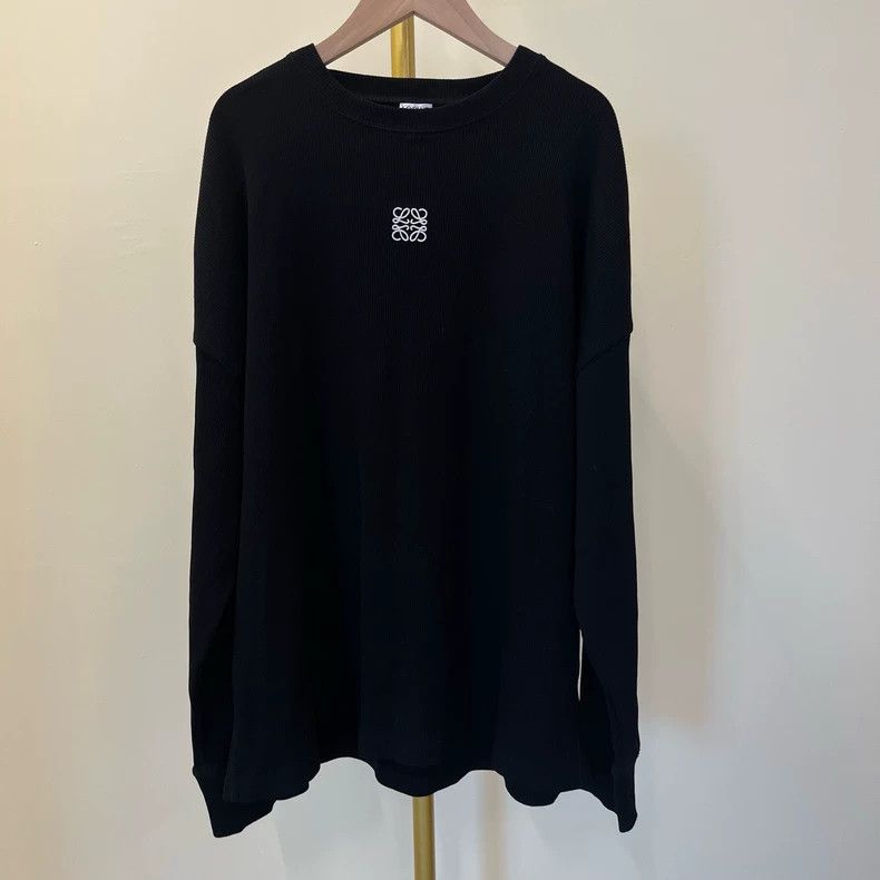LOEWE Black round-neck top with an embroidered logo size