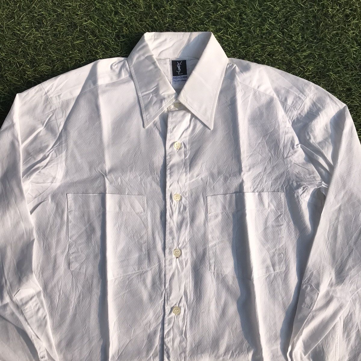 Designer × Saint Laurent Paris × Yves Saint Laurent Vintage YSL yves Saint Laurent White Long sleeves shirt pock Size US M / EU 48-50 / 2 - 2 Thumbnail