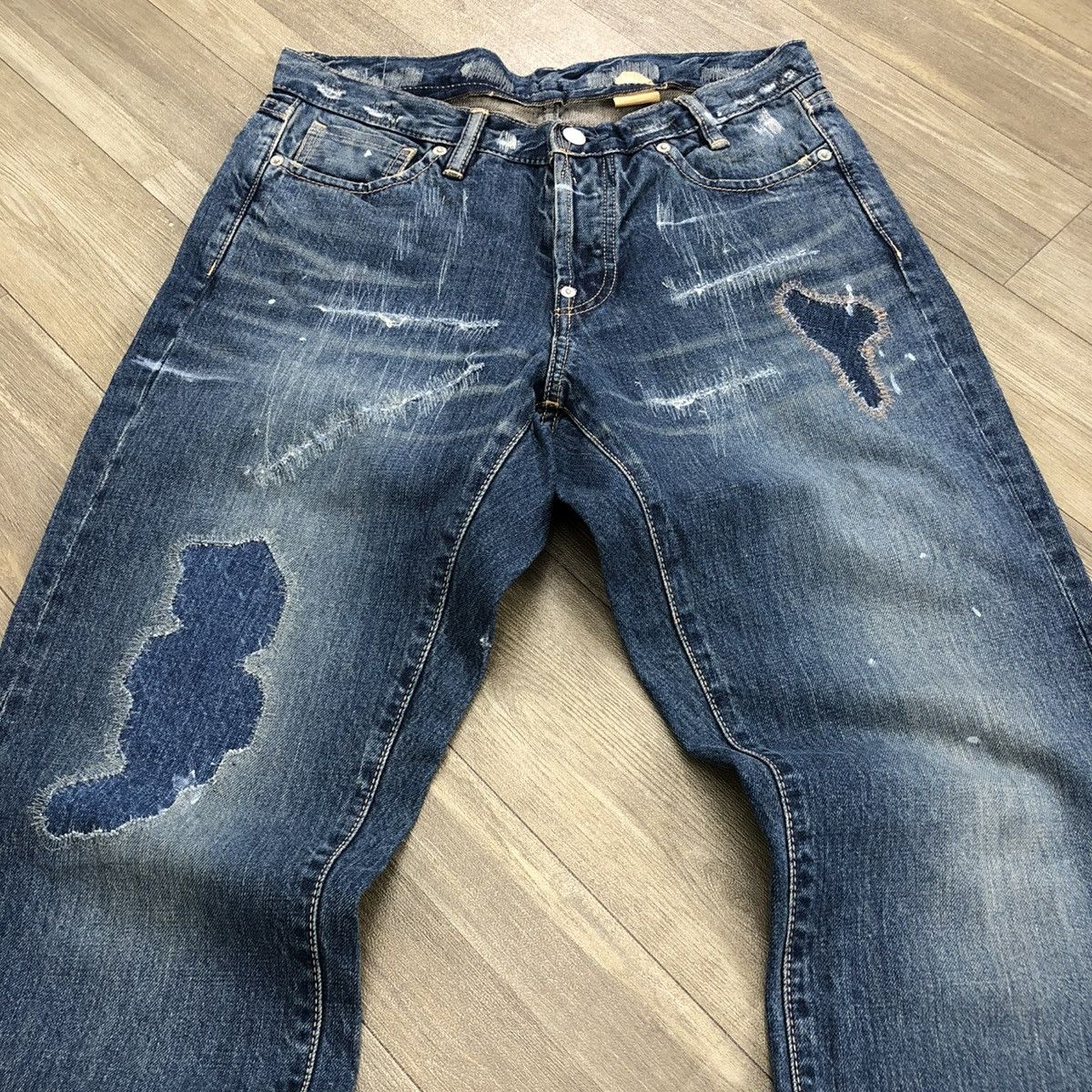 If Six Was Nine × Le Grande Bleu (L.G.B.) 🇯🇵2000s Repack Japan Reconstucted Distressed Flared Jeans Size US 32 / EU 48 - 4 Thumbnail