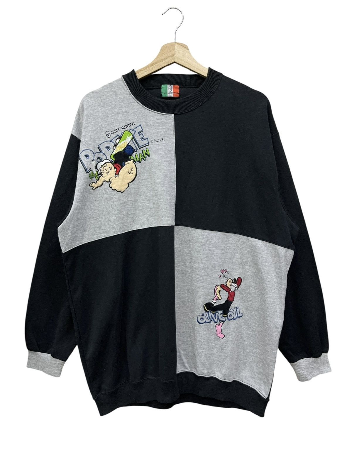 Gianni Valentino 🔥DOPE🔥Vintage 90s Gianni Valentino Popeye Olive Sweatshirt Size US L / EU 52-54 / 3 - 1 Thumbnail