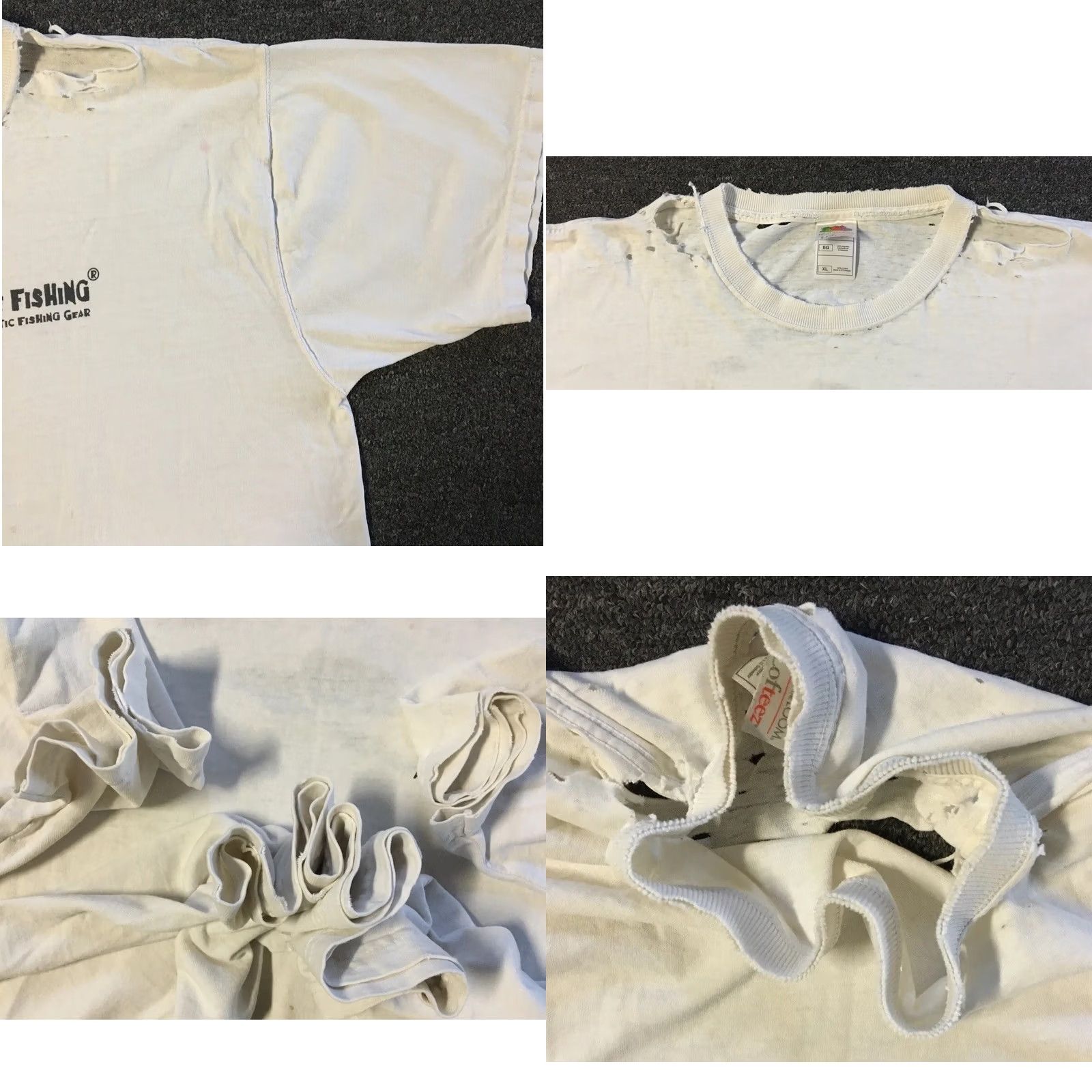 Thrasher VINTAGE Destroyed Shirt XL White Funny Joke "Fish Tremble At My Name" Grunge 90s Y2K Casual Mens Shirt Size US XL / EU 56 / 4 - 8 Thumbnail