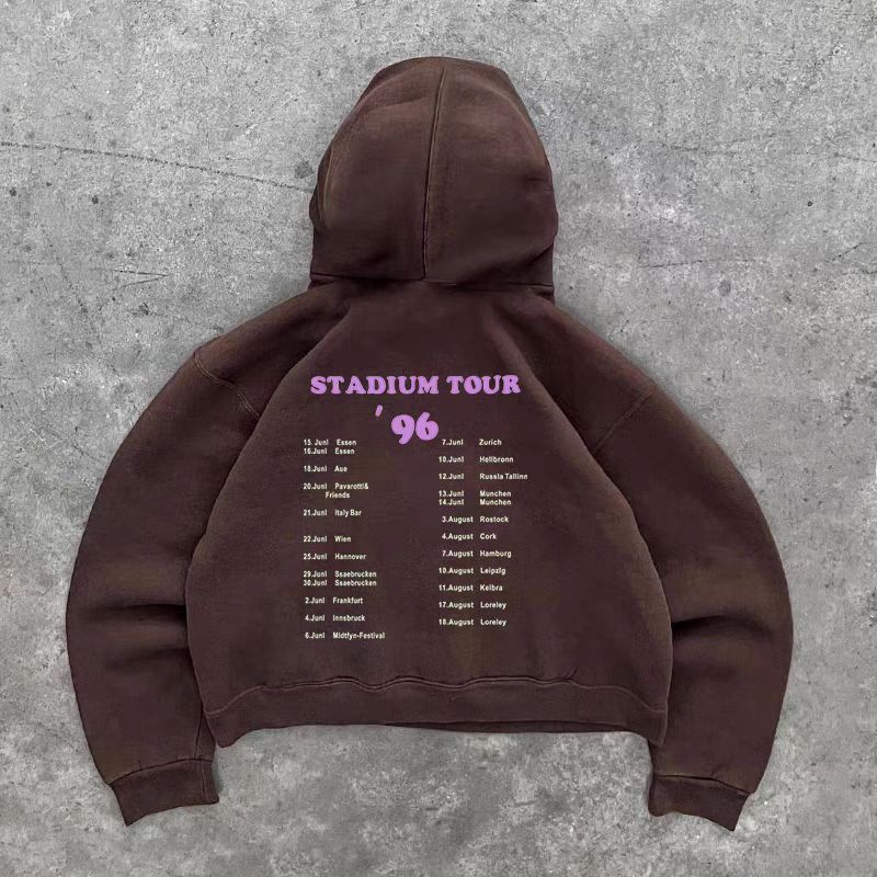 Japanese Brand × Vintage Brown street casual retro print loose hoodie Size US L / EU 52-54 / 3 - 2 Thumbnail