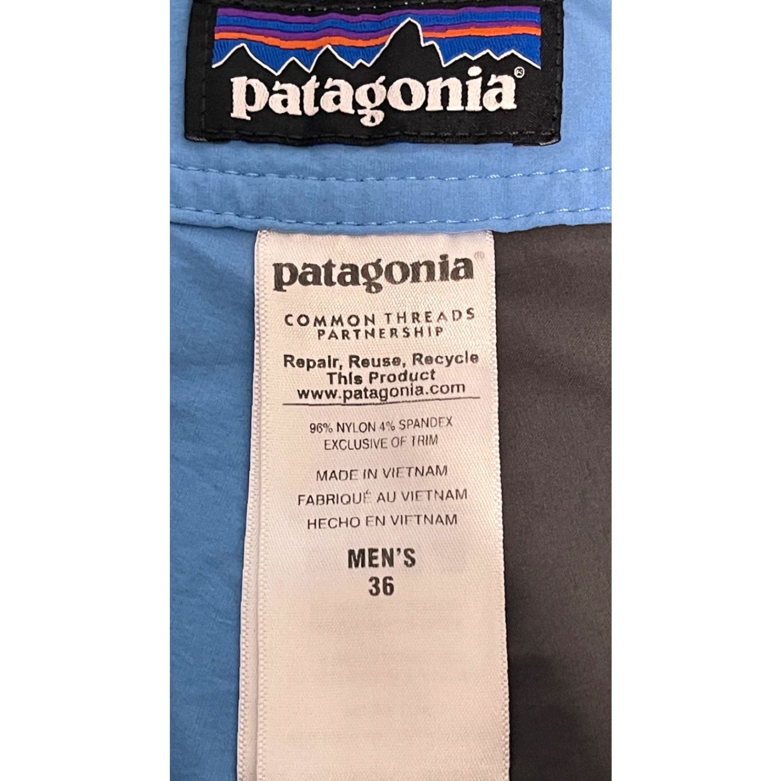 Patagonia Patagonia BoardShorts Men’s Blue Gray 36 Nylon Spandex Drawstring Pocket Stretch Board Shorts Mens Size ONE SIZE - 3 Thumbnail