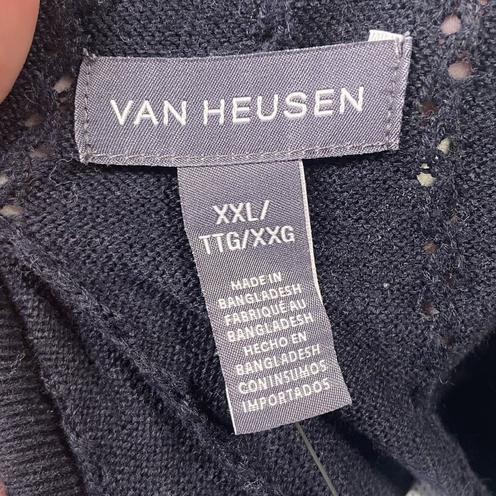 Van Heusen Van Heusen Sweater Men's XXL Slim Fit Navy Blue Knit S/S Size US XXL / EU 58 / 5 - 4 Thumbnail