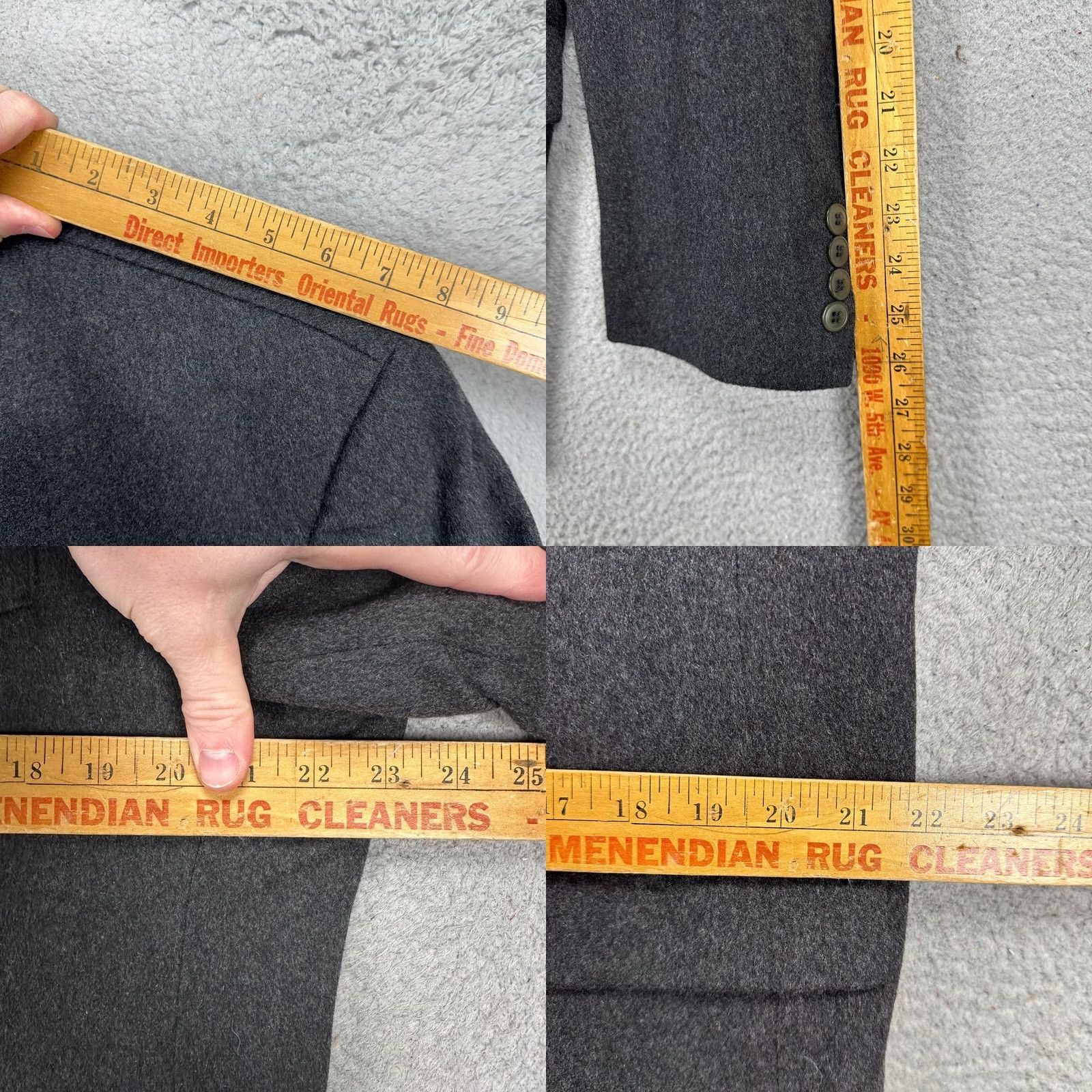 Vintage Andrew Fezza Sport Coat Blazer Mens 43L Dark Gray 100% Cashmere 3 Button Closure Size 46R - 8 Thumbnail
