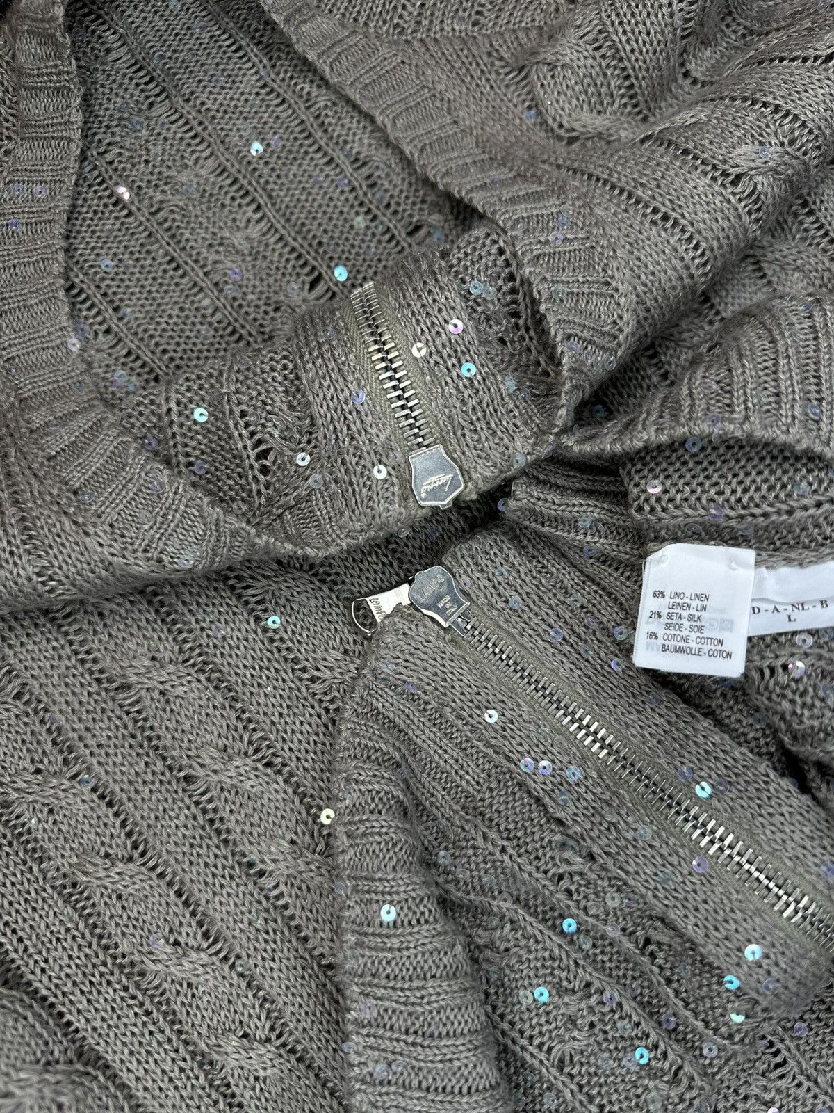 Brunello Cucinelli Brunello Cucinelli Linen Silk Sequin Knit Sweater Size M/L Size L / US 10 / IT 46 - 8 Thumbnail