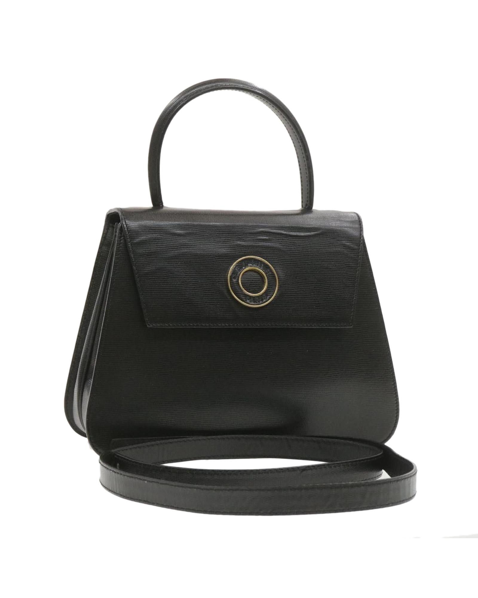 image of Celine Leather 2Way Hand Bag in Black, Women's