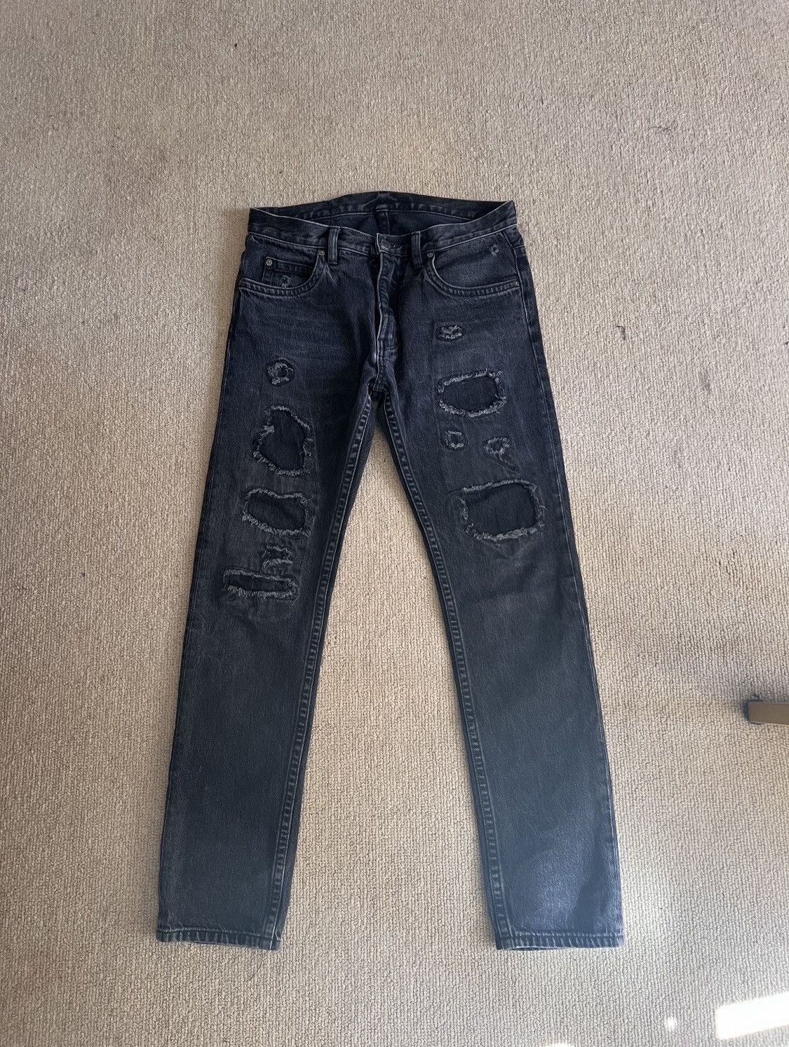 Image of Helmut Lang Distressed Mr 87 Denim in Grey, Men's (Size 30)