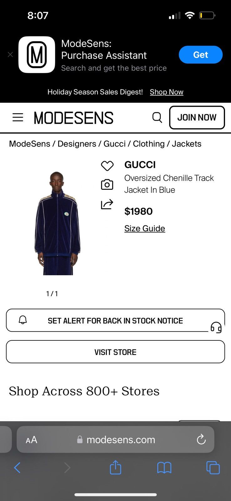 Gucci Oversized Chenille Track Jacket In Blue Size US XL / EU 56 / 4 - 6 Thumbnail