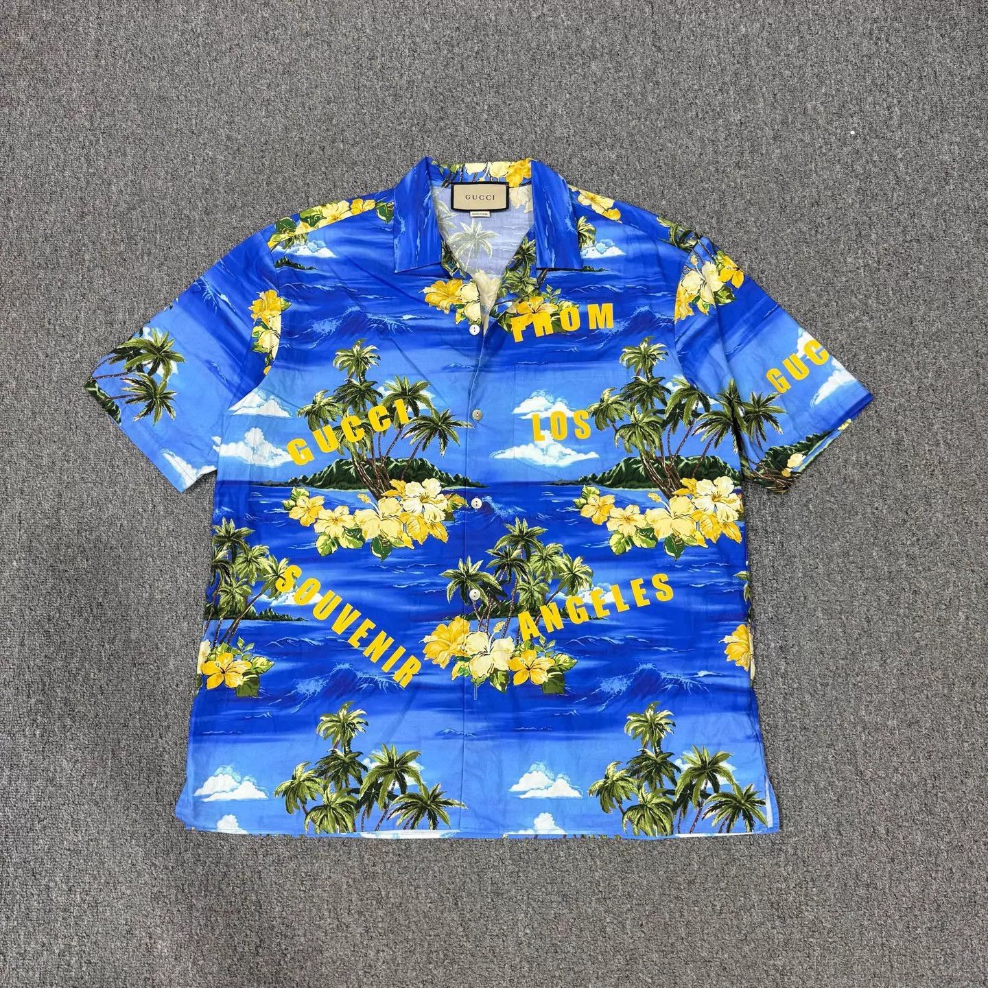 Gucci Gucci Blue Coconut Tree Short Sleeve Shirt 52 New Size US L / EU 52-54 / 3 - 1 Thumbnail