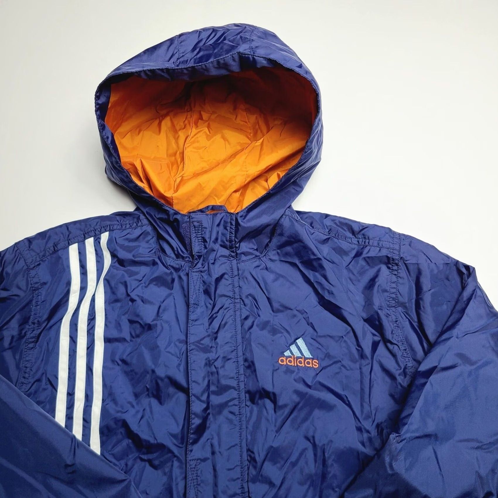 Adidas VINTAGE Adidas Hooded Windbreaker Jacket Women's Large Blue White Striped 90s Size L / US 10 / IT 46 - 5 Thumbnail
