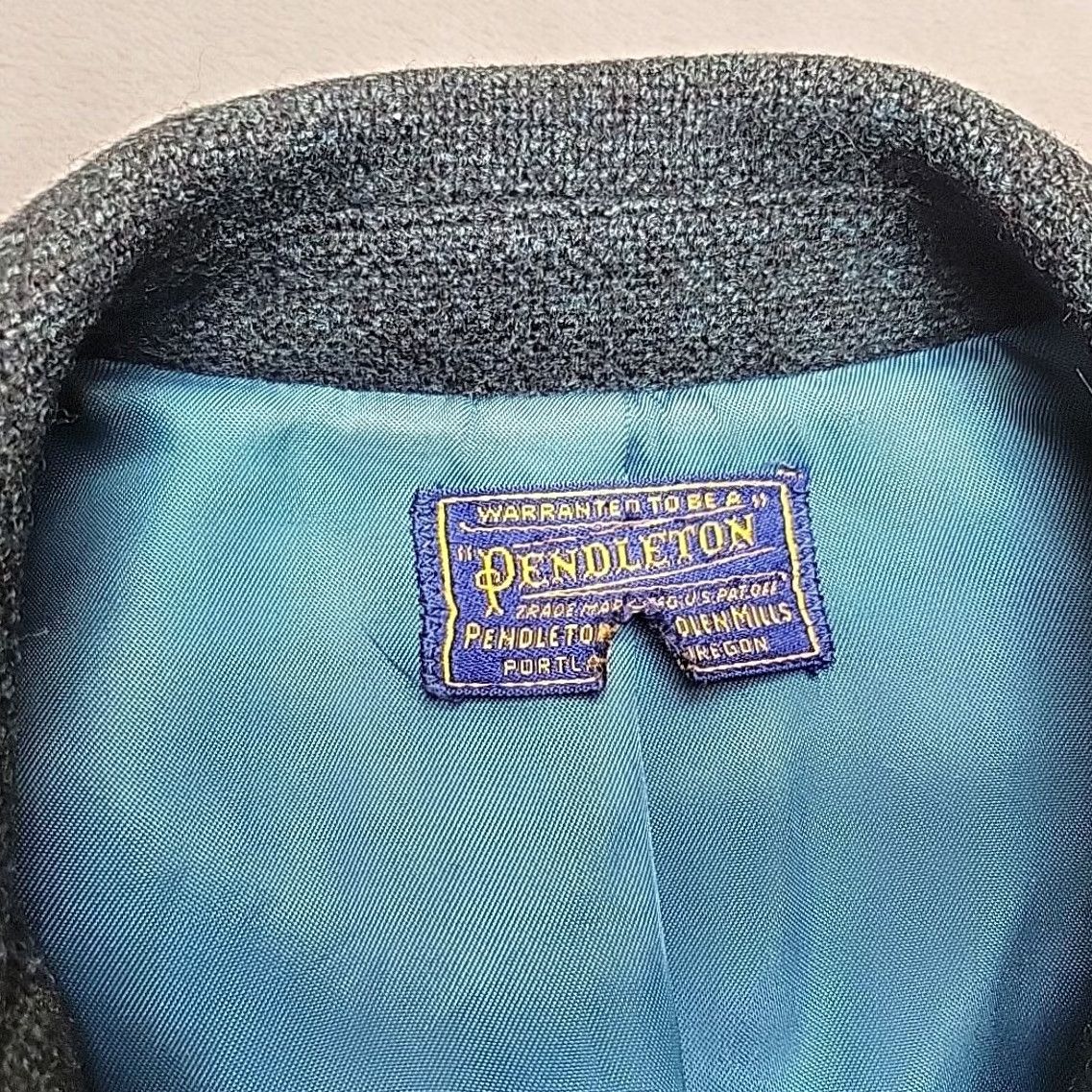 Pendleton VINTAGE Pendleton Jacket Mens Blazer Wool Green 42 Teal Three-Button Notch Front Flat Front Three-Button USA Ranch Systems Size 42R - 4 Thumbnail