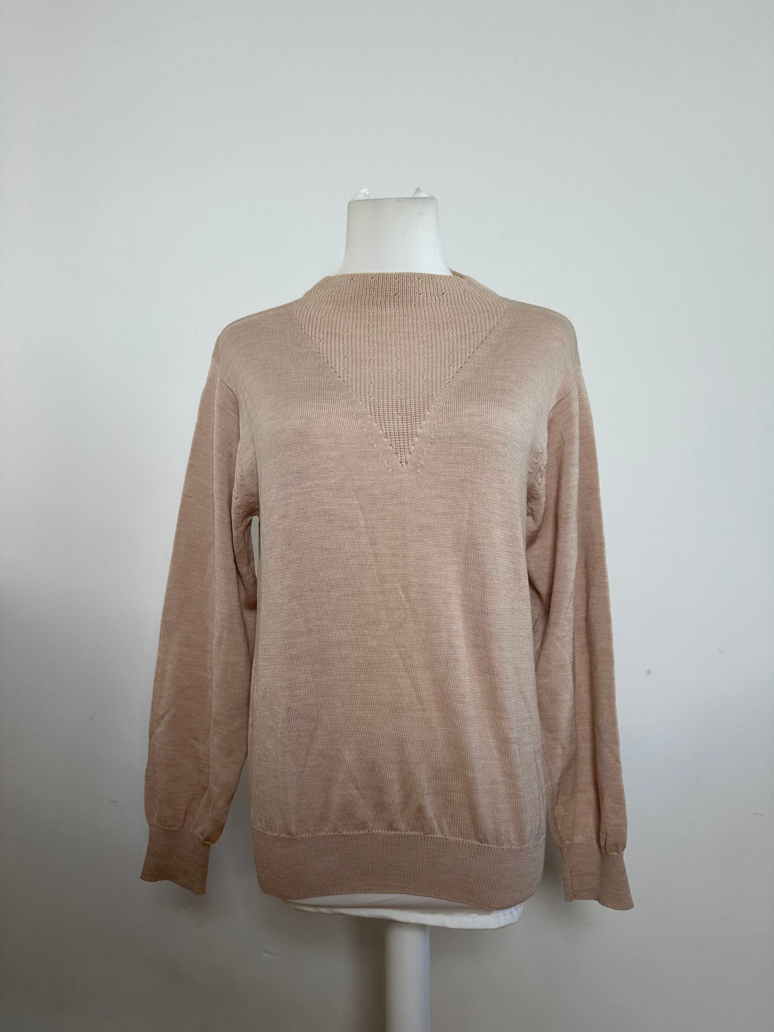 Dior Vintage Sports Wool Pointelle Knit Pullover Pink Beige M Size M / US 6-8 / IT 42-44 - 1 Thumbnail