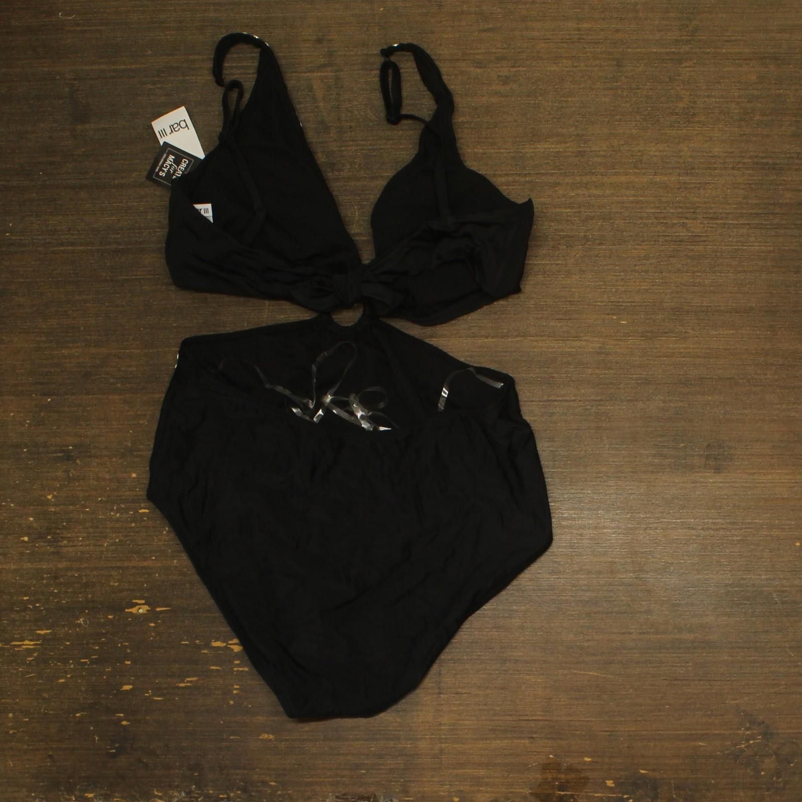 Bar III Nwt Bar Iii Me It Stud One Piece Swimsuit Black / Silver Xl Size ONE SIZE - 2 Thumbnail