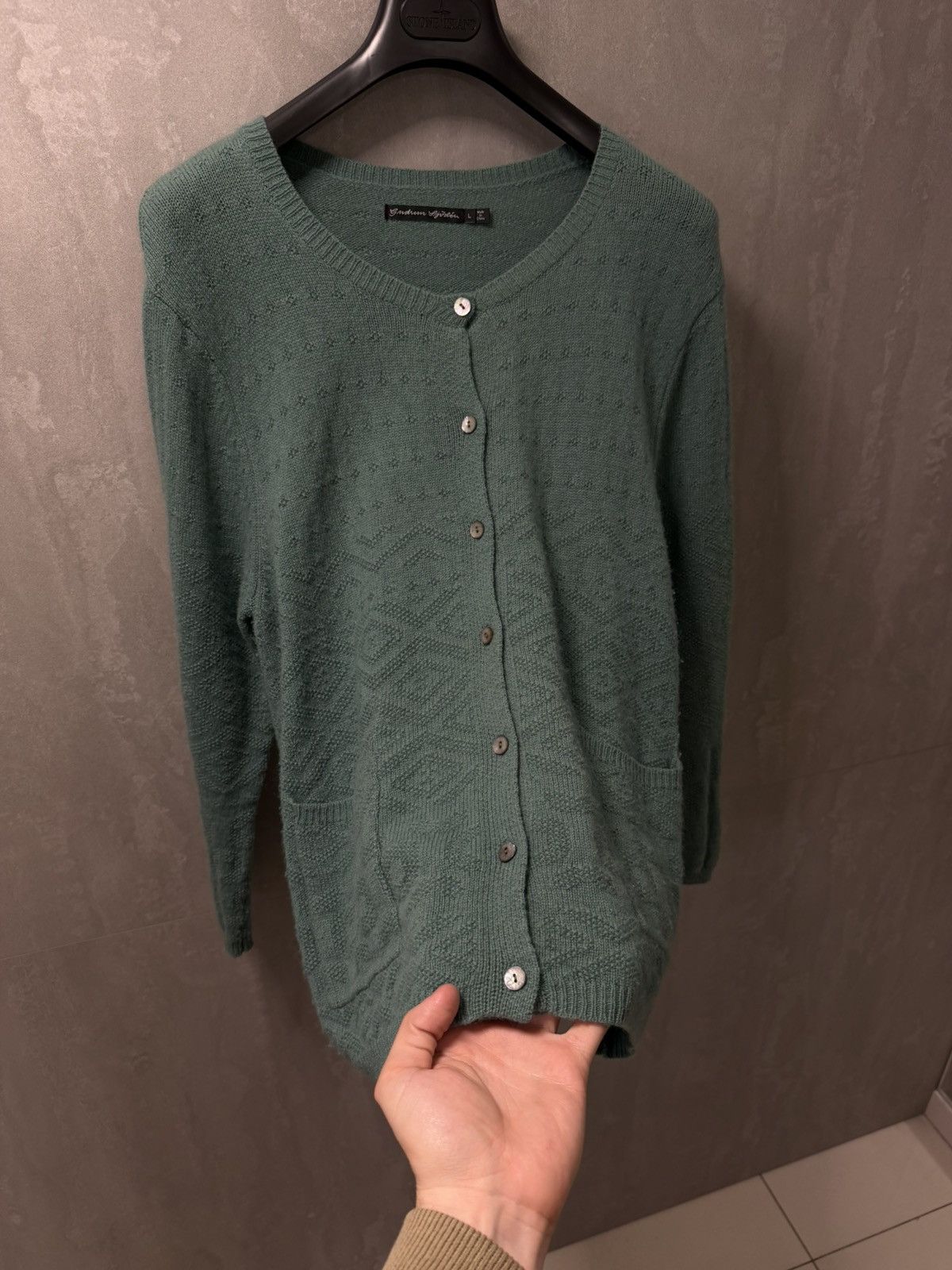 Gudrun Sjoden Gudrun Sjoden Green Wool Cardigan Sweater Size L Size L / US 10 / IT 46 - 9 Thumbnail