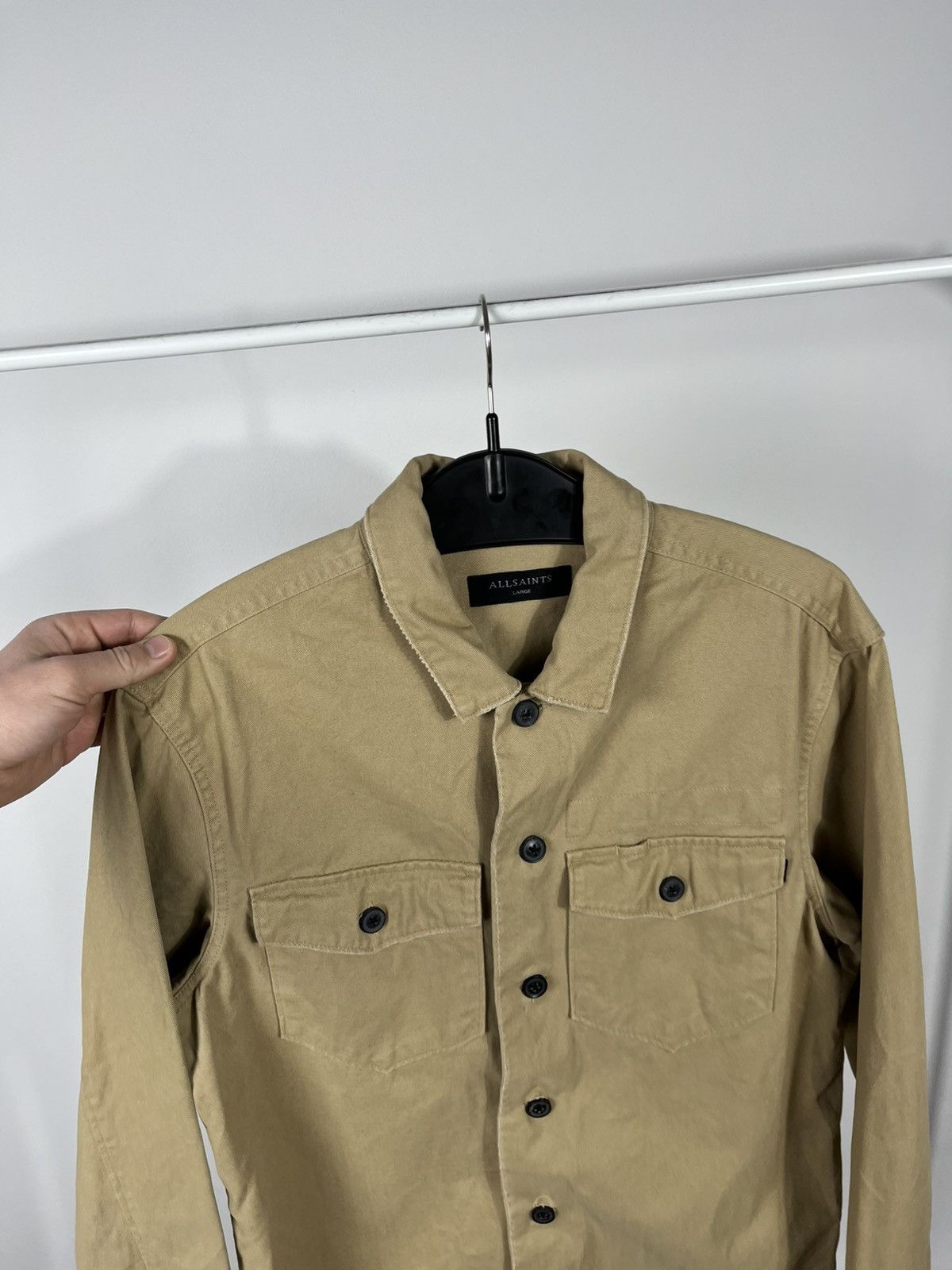 Allsaints AllSaints Khaki Cotton Button Up Overshirt Jacket L Size US L / EU 52-54 / 3 - 6 Thumbnail