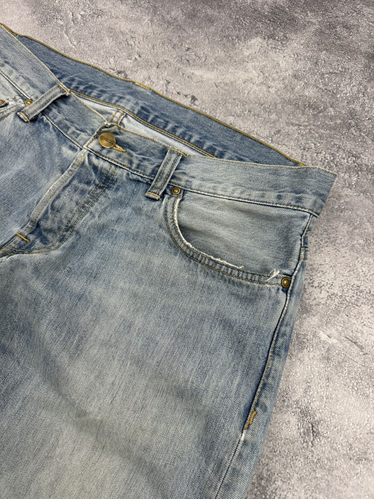 Carhartt Vintage Carhartt Thrashed Blue Crazy Faded Denim Jeans Y2K Size US 32 / EU 48 - 11 Thumbnail
