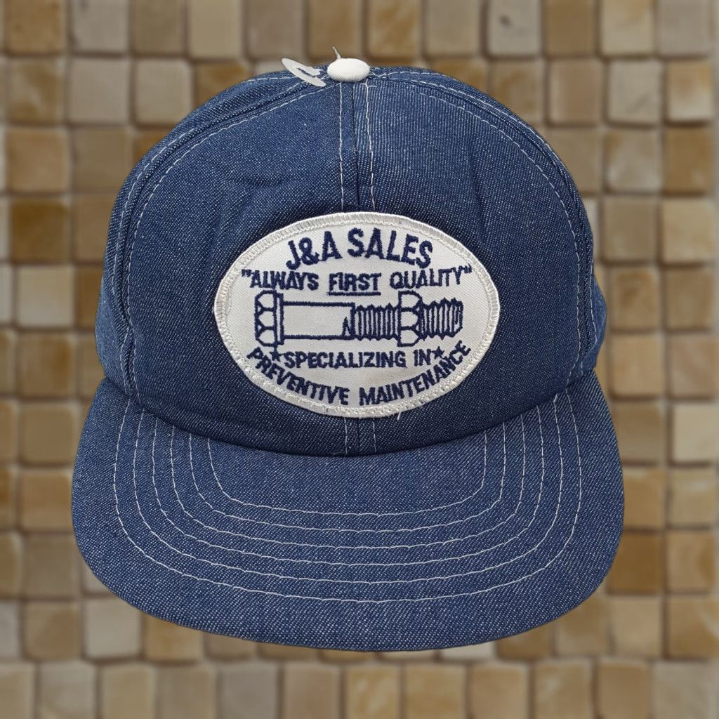 Denime VINTAGE Cardinal Denim Patch Trucker Hat One Size Blue Adult Men Adjustable/Cap 80s 90s Retro Workwear USA Grunge N/A Size ONE SIZE - 1 Thumbnail