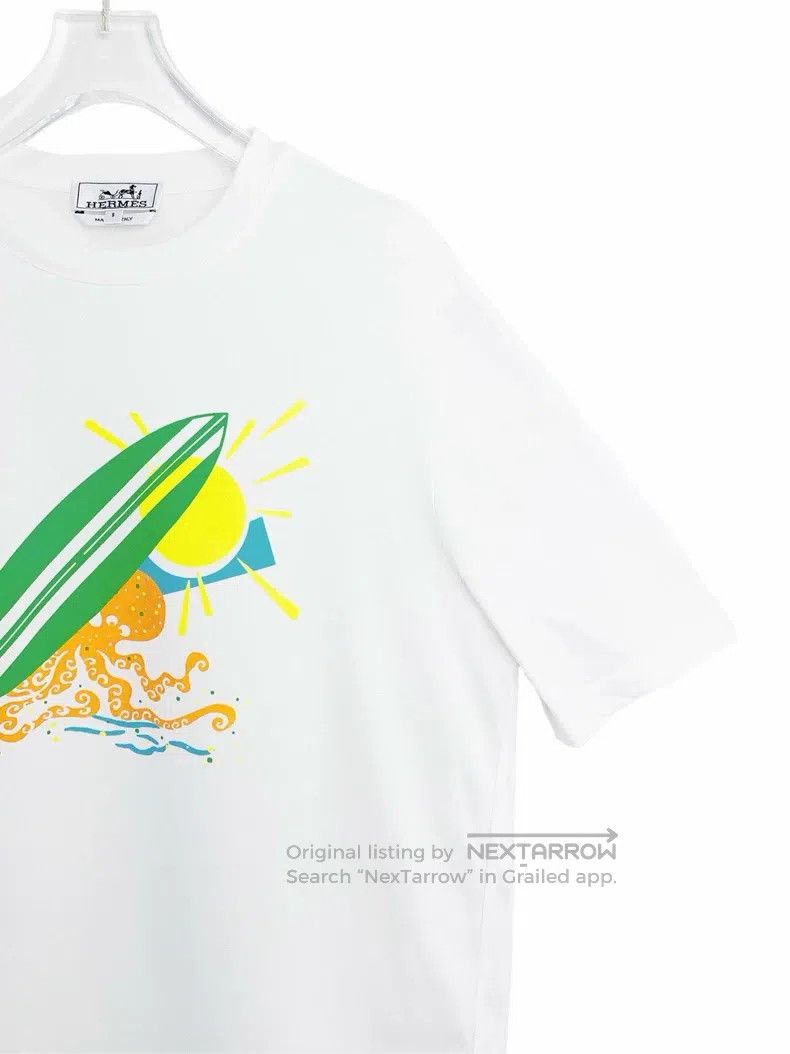 Hermes Hermes White Vacation Beach Surf Octopus Printed Cotton Ro Size S / US 4 / IT 40 - 4 Thumbnail