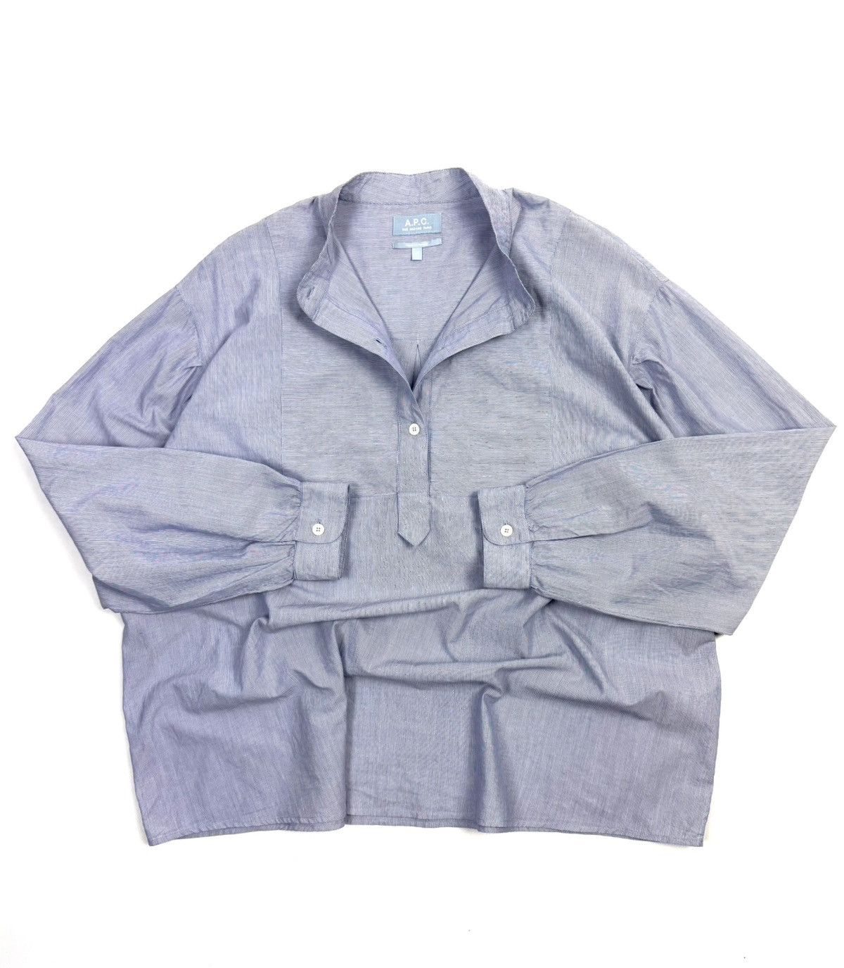 A.P.C. A.P.C. Light Blue Striped Cotton Button Up Shirt Blouse Size M / US 6-8 / IT 42-44 - 2 Thumbnail