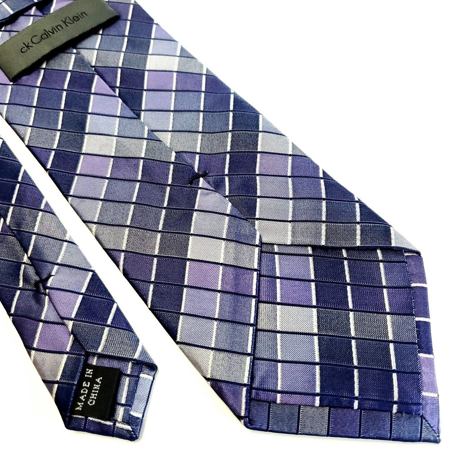 Calvin Klein Calvin Klein Purple Check Plaid Silk Tie Size ONE SIZE - 5 Thumbnail