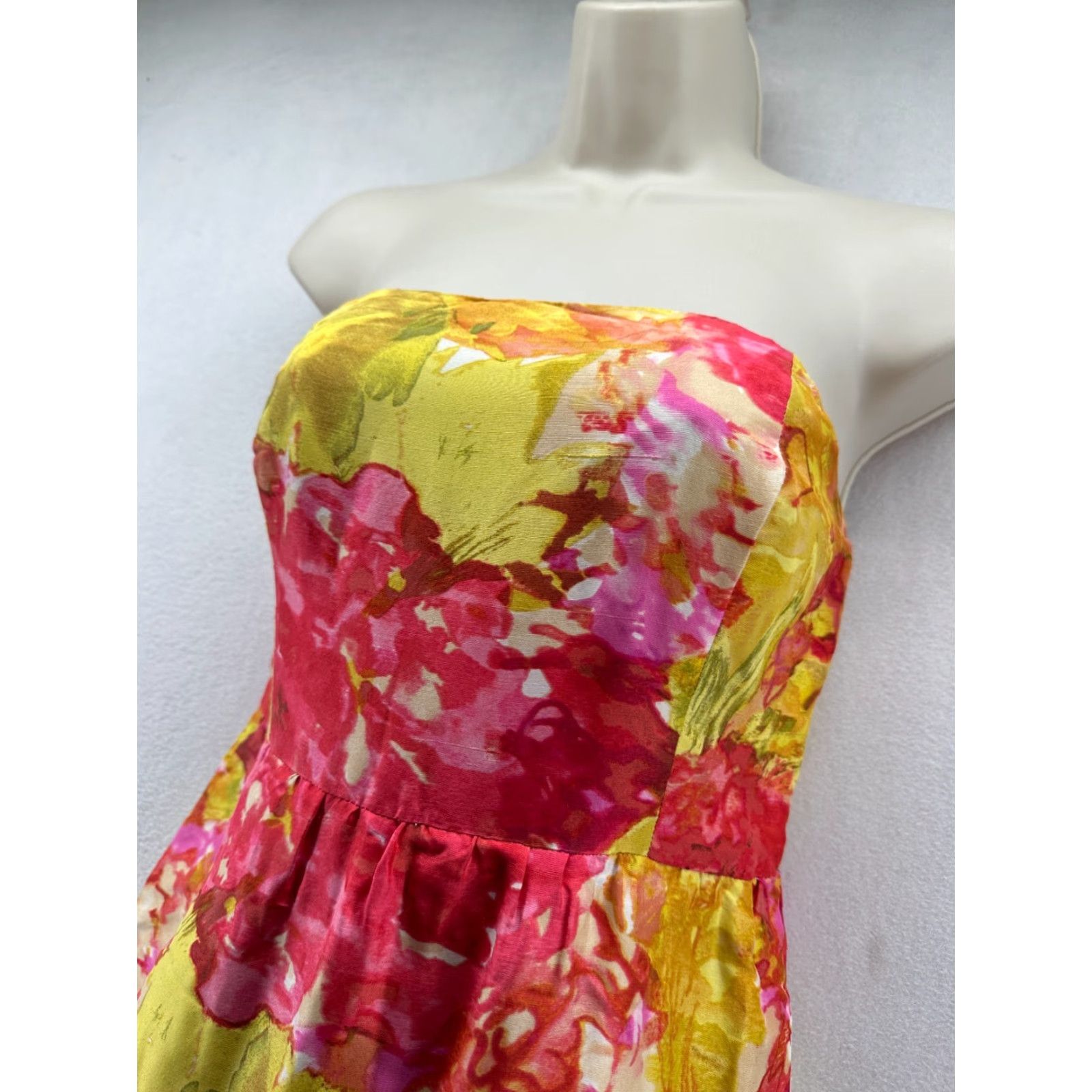 J.Crew J.Crew Dress Mini Strapless Silk Yellow Floral Size 4 Women Party Cocktail Vintage No Size S / US 4 / IT 40 - 3 Thumbnail