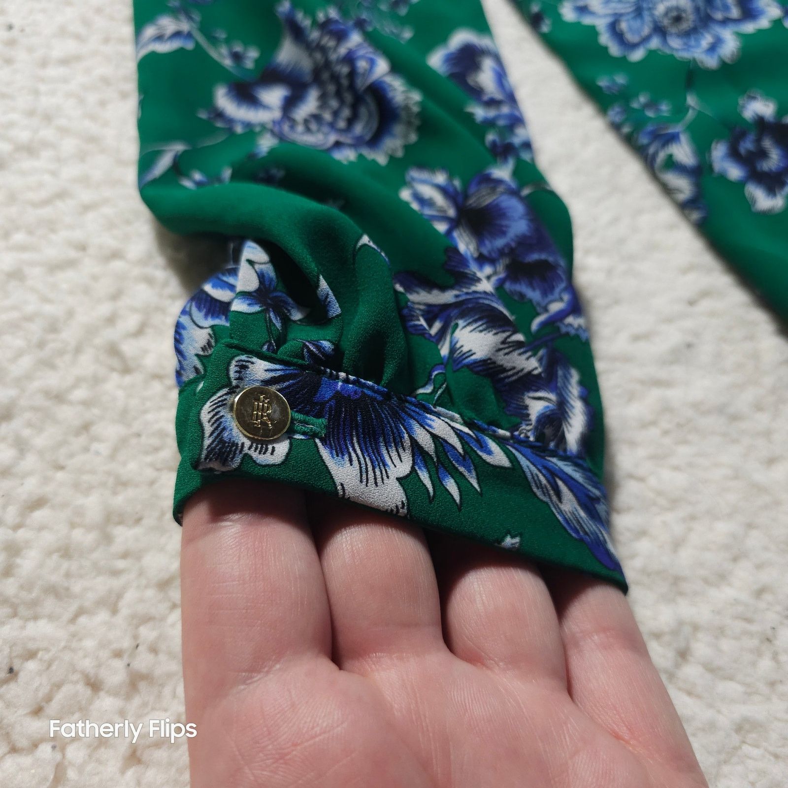 Ralph Lauren Lauren Ralph Lauren Green Blue Floral Ruffle Blouse M Size M / US 6-8 / IT 42-44 - 4 Thumbnail