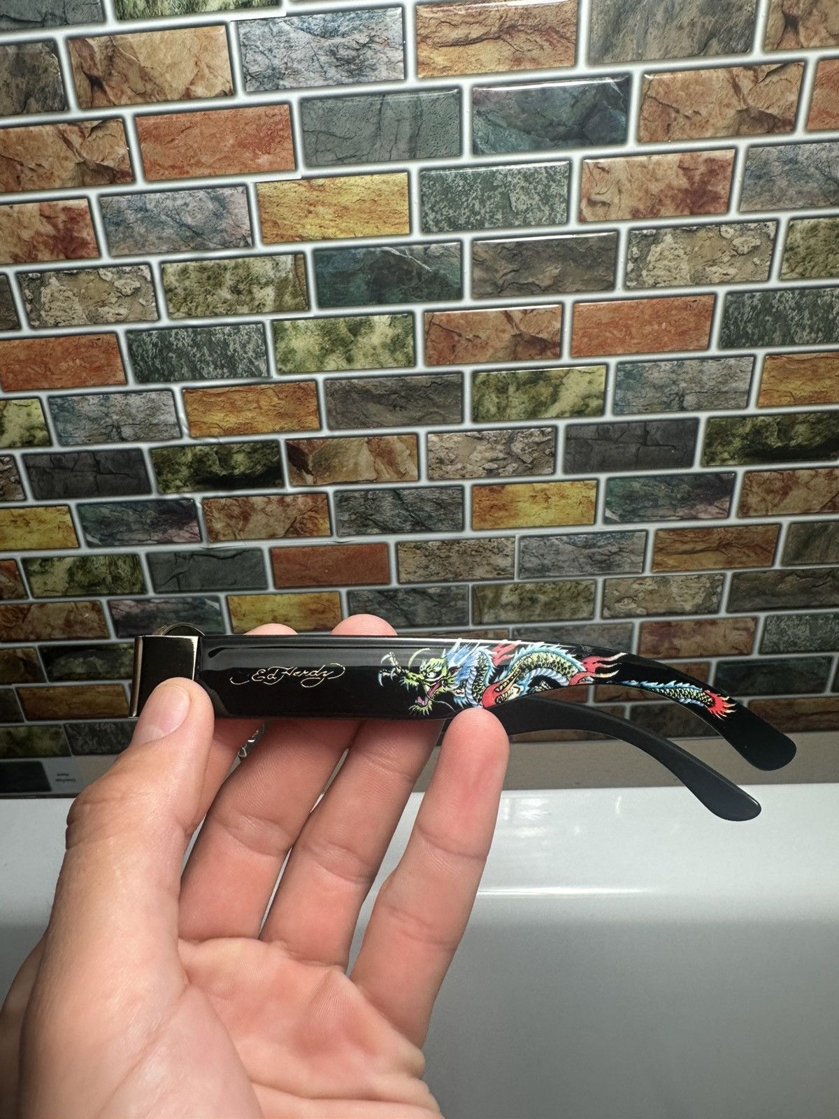 Ed Hardy Ed Hardy Sunglasses Black Gold Frame w Dragon Ed-Annunciat Size ONE SIZE - 4 Thumbnail