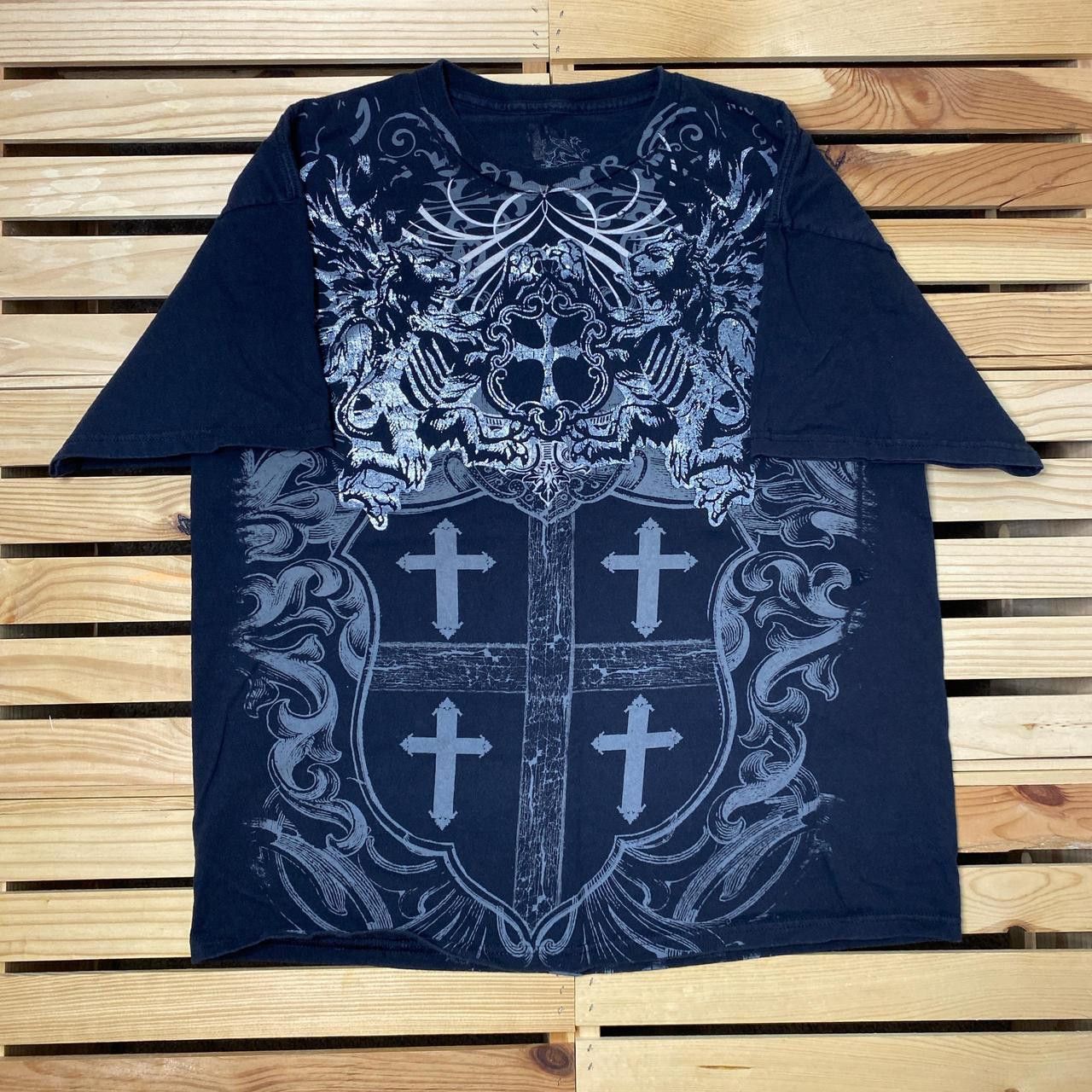 Chemistry Chemistry Lions & Crosses Crest Black Y2K Jesus Tee Size XL Size US XL / EU 56 / 4 - 2 Thumbnail
