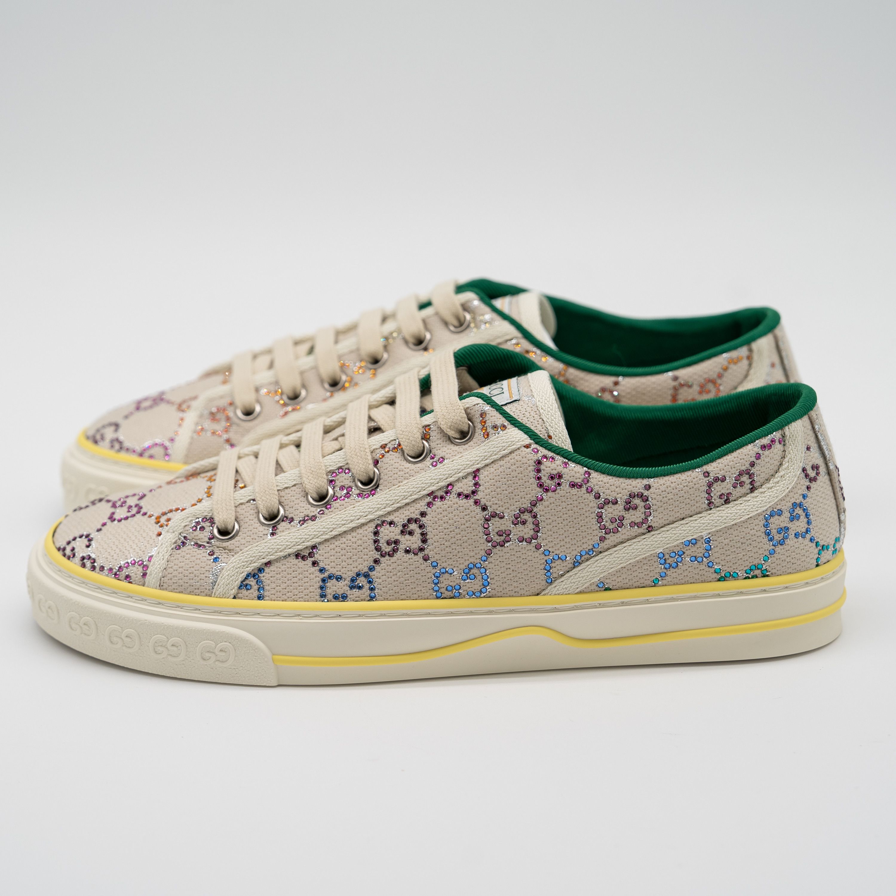 Gucci 40G 10 us Gucci Canvas Crystal GG 1977 Tennis Sneakers Beige Size US 10 / IT 40 - 4 Thumbnail
