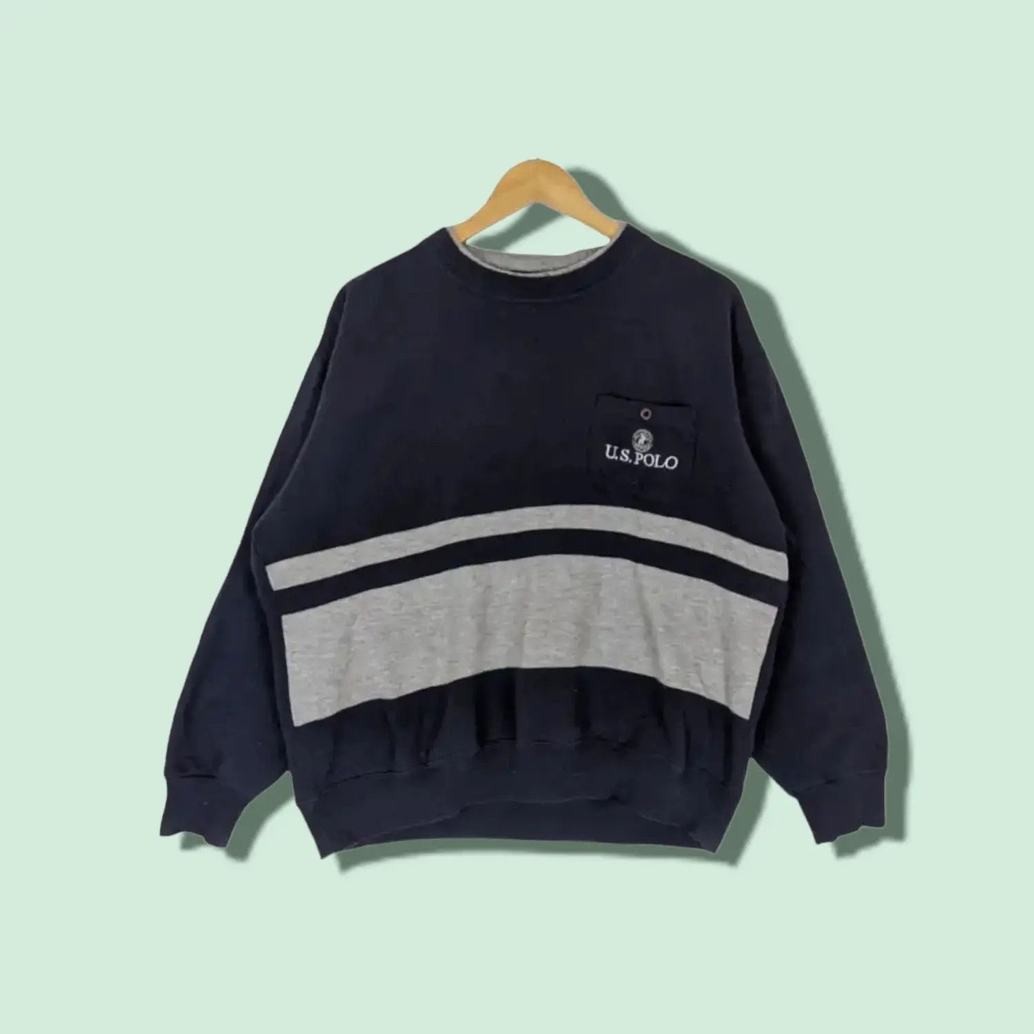 U.S. Polo Assn. × Vintage USPA Rap Hip Hop Style Jumper Sweatshirt Size US L / EU 52-54 / 3 - 1 Thumbnail