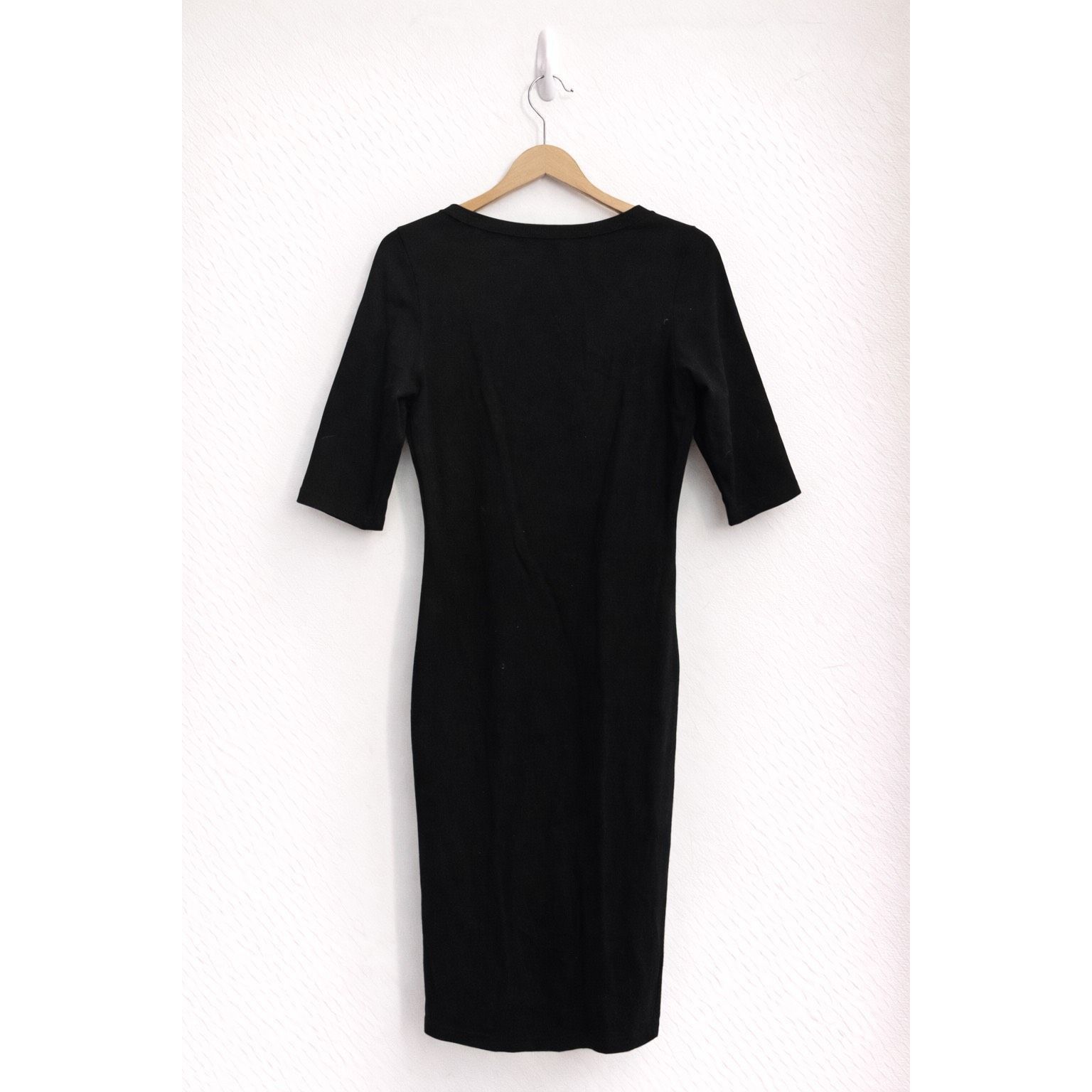 MONROW Monrow Black Lace-Up V-Neck Midi Dress Women’s Medium Stretc Size M / US 6-8 / IT 42-44 - 2 Thumbnail