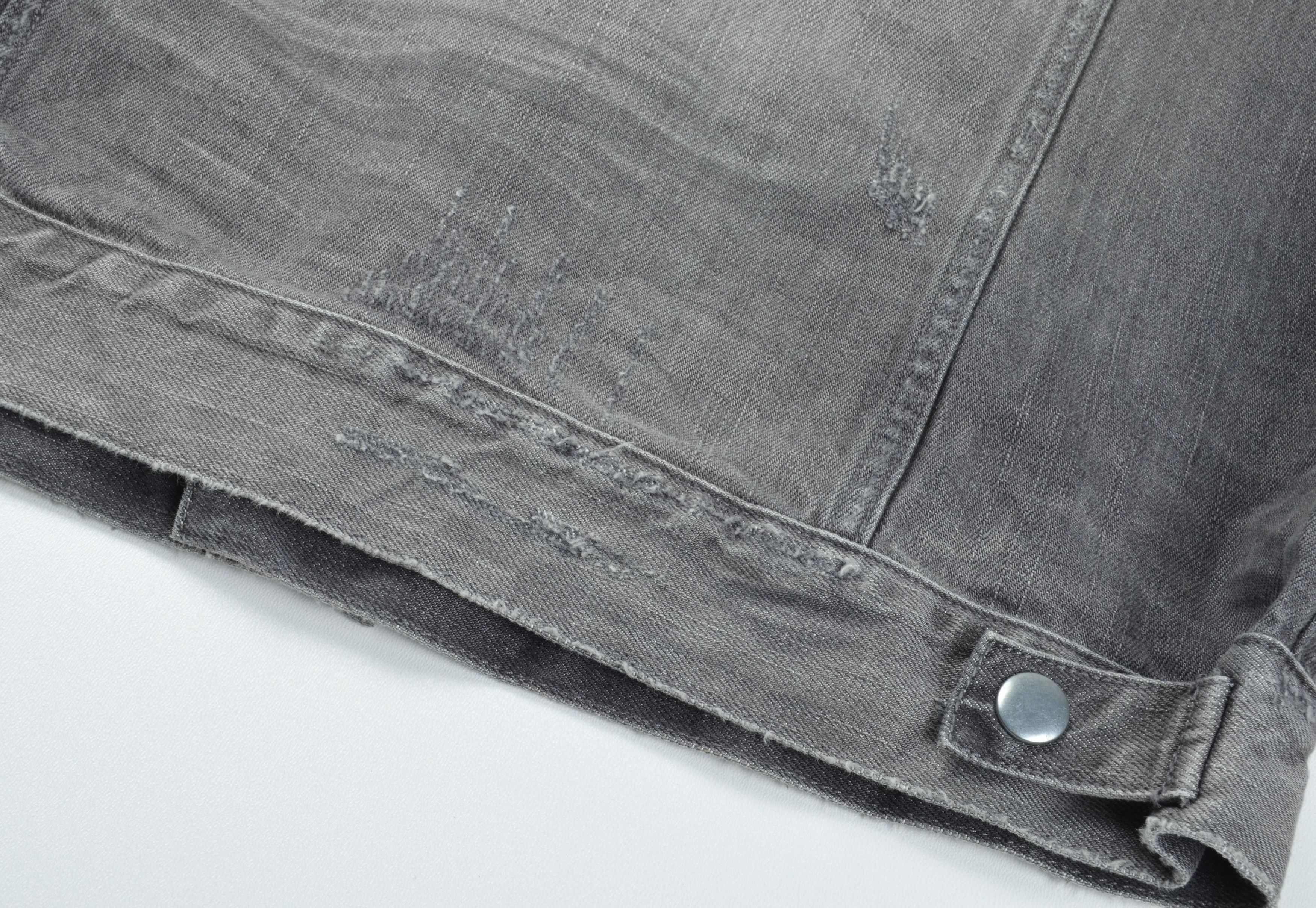 Allsaints Allsaints Distressed Faded Grunge Gray Denim Jacket Size US L / EU 52-54 / 3 - 12 Thumbnail
