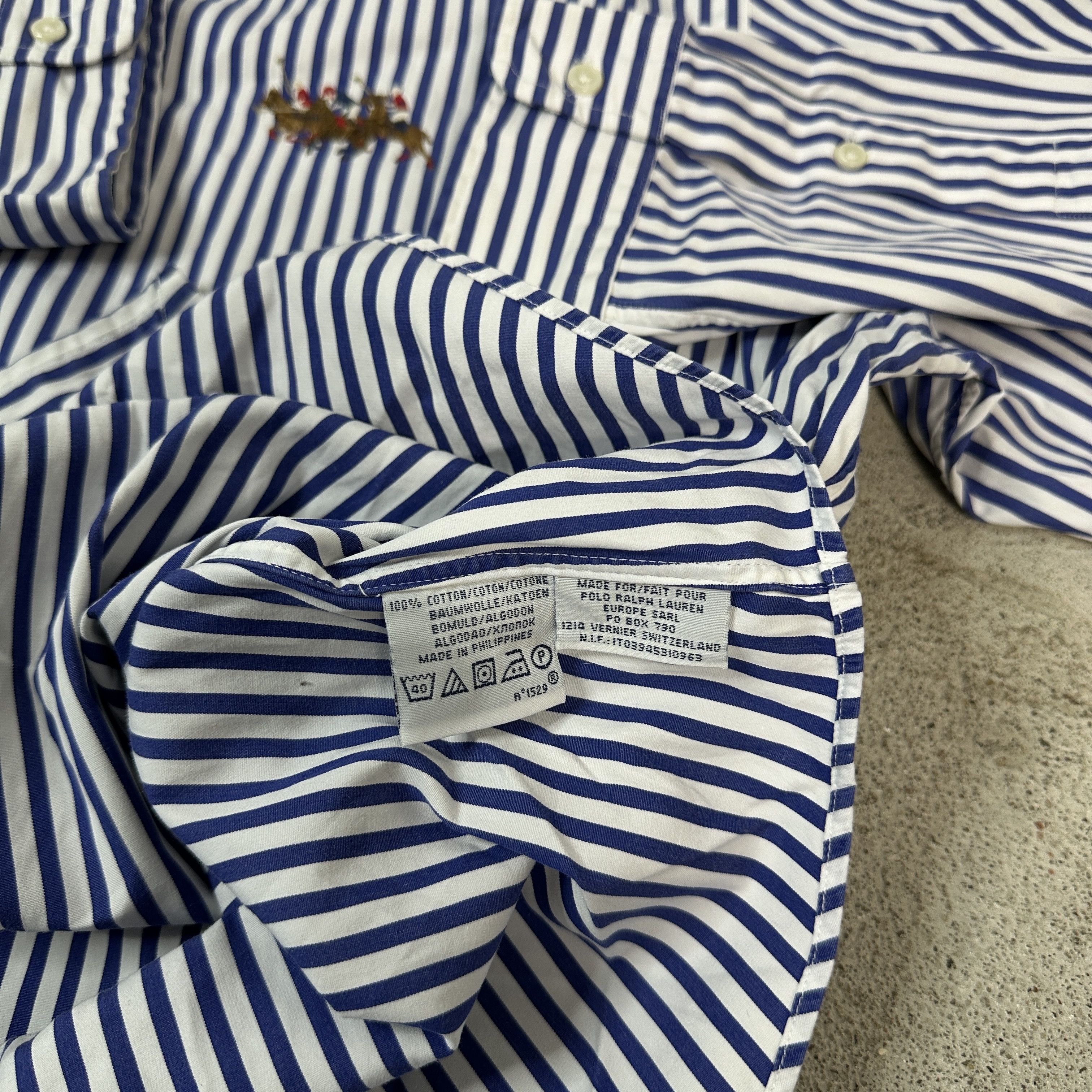 Polo Ralph Lauren × Vintage Vintage Y2K Casual Polo Ralph Lauren Big Pony Striped Shirt Size US XL / EU 56 / 4 - 5 Thumbnail