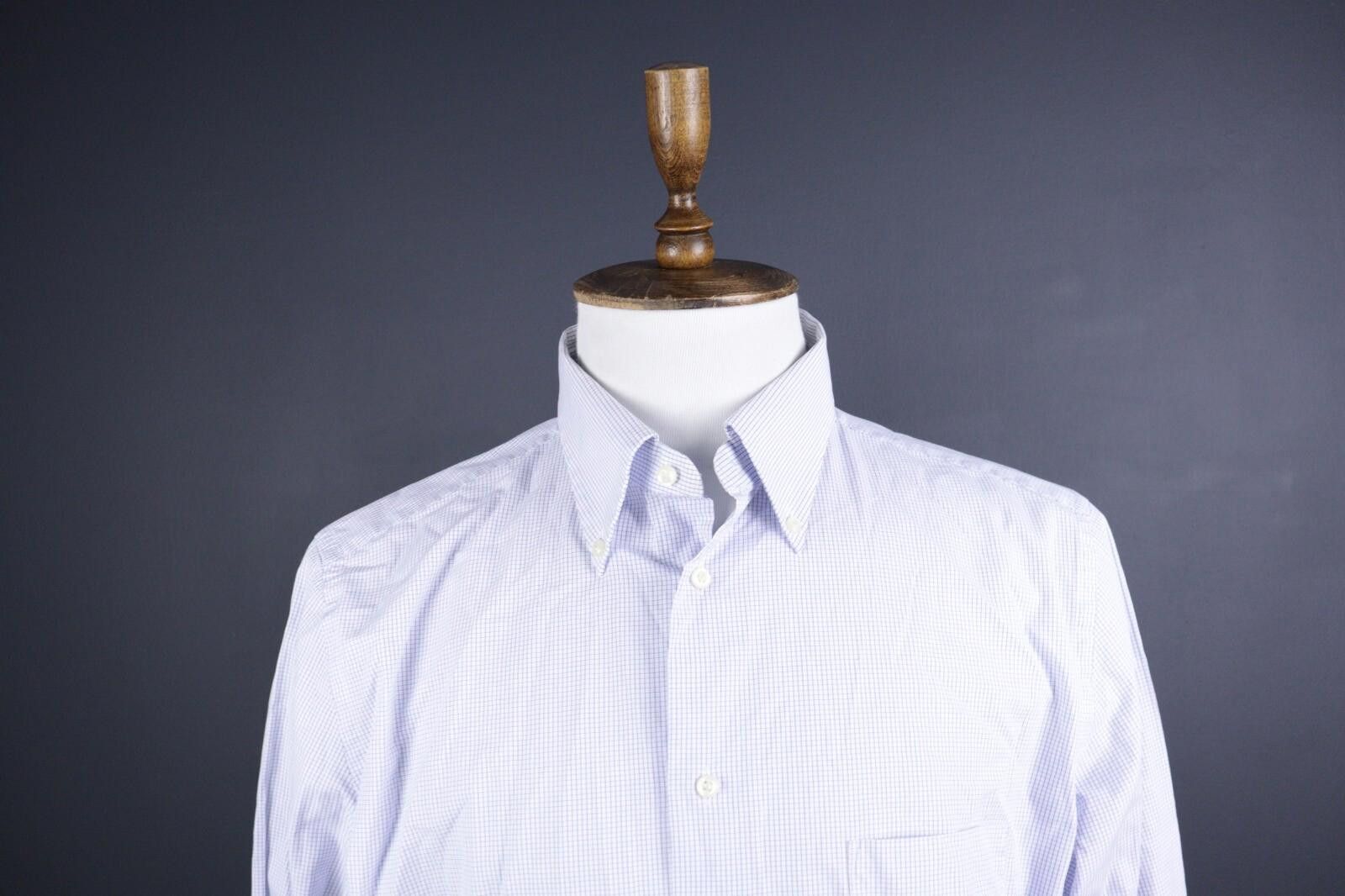 Designer Boggi Milano Tailored Fit Blue Check Down Shirt Size 45 / 18 Size US M / EU 48-50 / 2 - 2 Thumbnail
