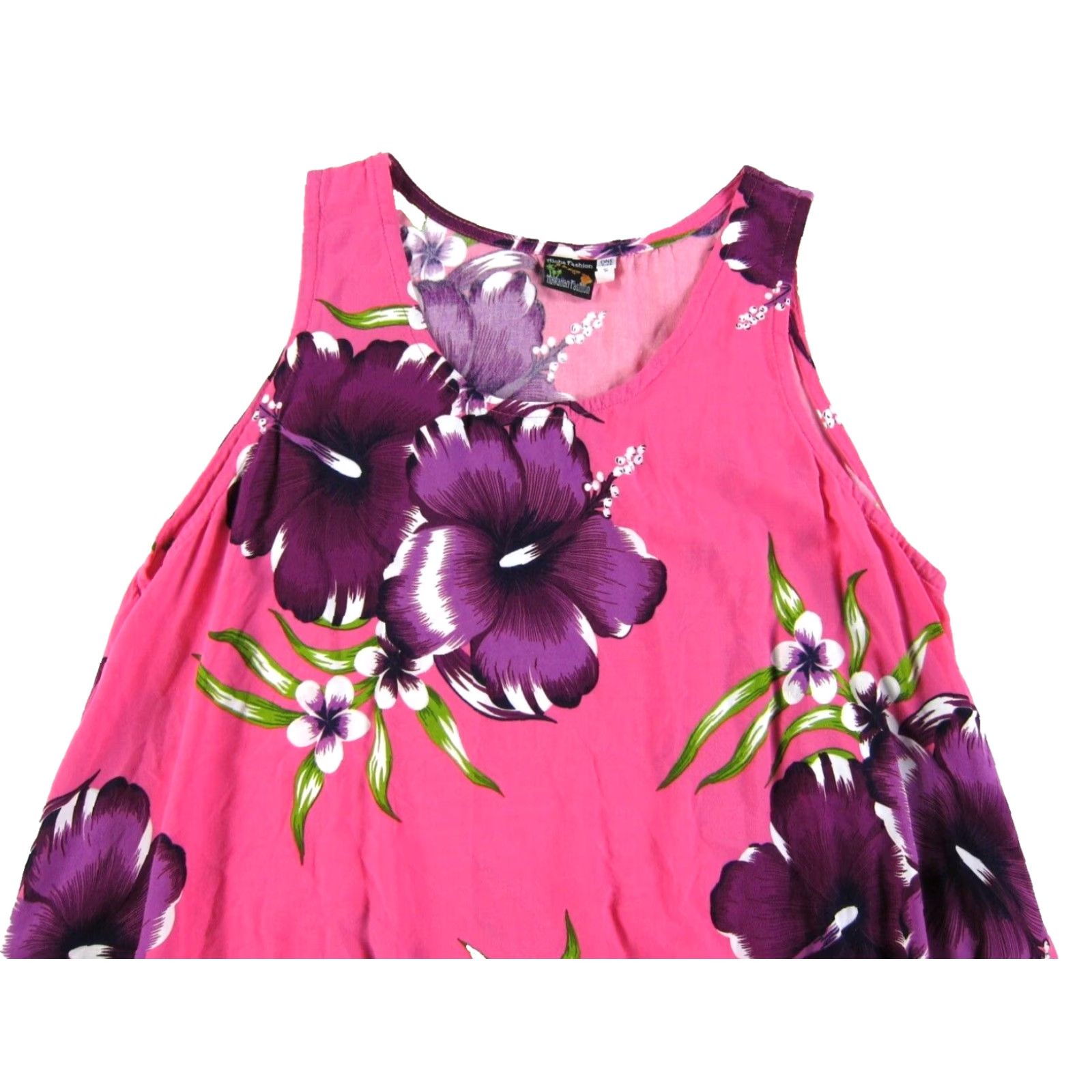 ALOHAS VTG Aloha Fashion 100% Rayon Pink Floral Hawaiian Tank Dress Large Size L / US 10 / IT 46 - 4 Thumbnail