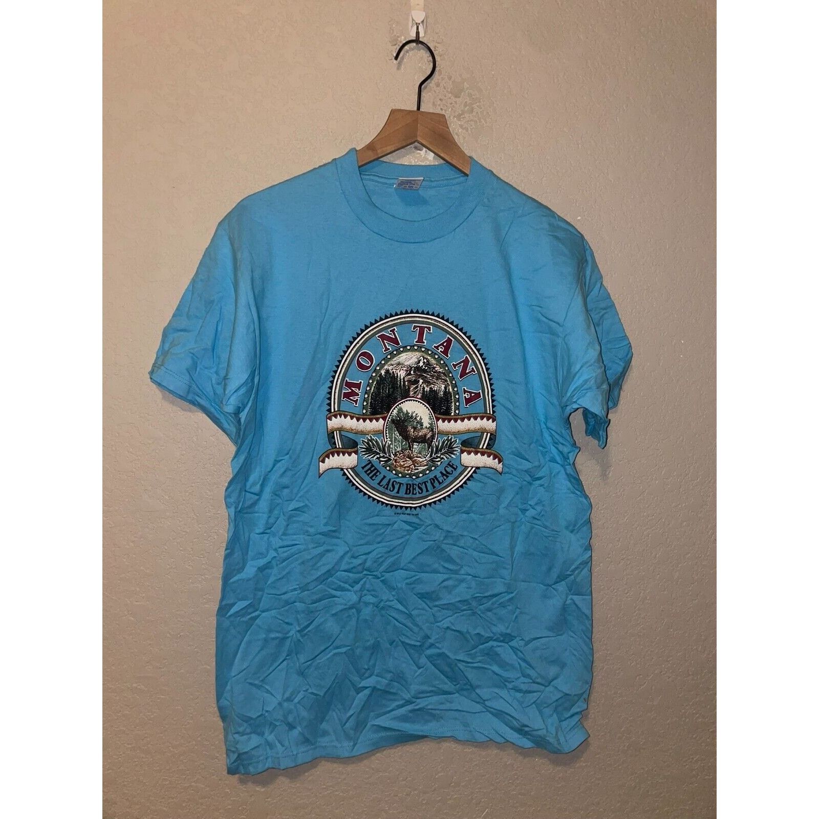 Jerzees Vintage Montana Shirt Nature Animal Elk Blue Tee 90s VTG L Size US L / EU 52-54 / 3 - 6 Thumbnail