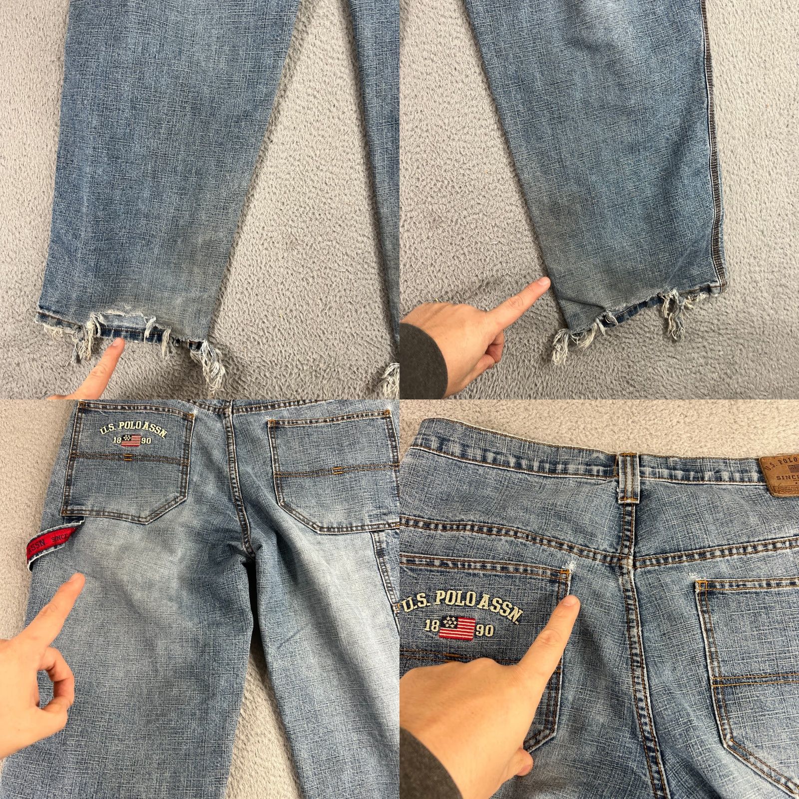 Vintage US Polo Assn Jeans 38x30 Wide-Leg Vintage Men Denim 5-Pocket Distressed Baggy Relaxed 90s Hip Hop Workwear Size US M / EU 48-50 / 2 - 10 Thumbnail
