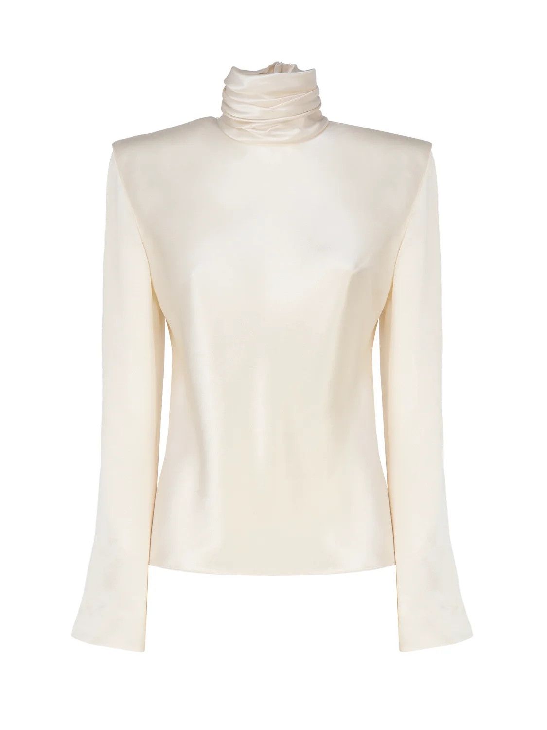 Saint Laurent Paris o1s1wg110125 769329 Blouse Crepe Satin in White Size XS / US 0-2 / IT 36-38 - 1 Thumbnail