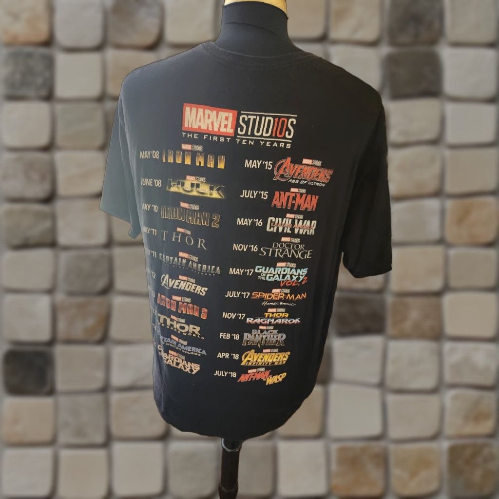 Vintage Marvel Studios T-SHIRT Black "The FIRST ten YEARS" Avengers XL Mens Crew Neck Short Sleeve Cotton Size US XL / EU 56 / 4 - 1 Thumbnail
