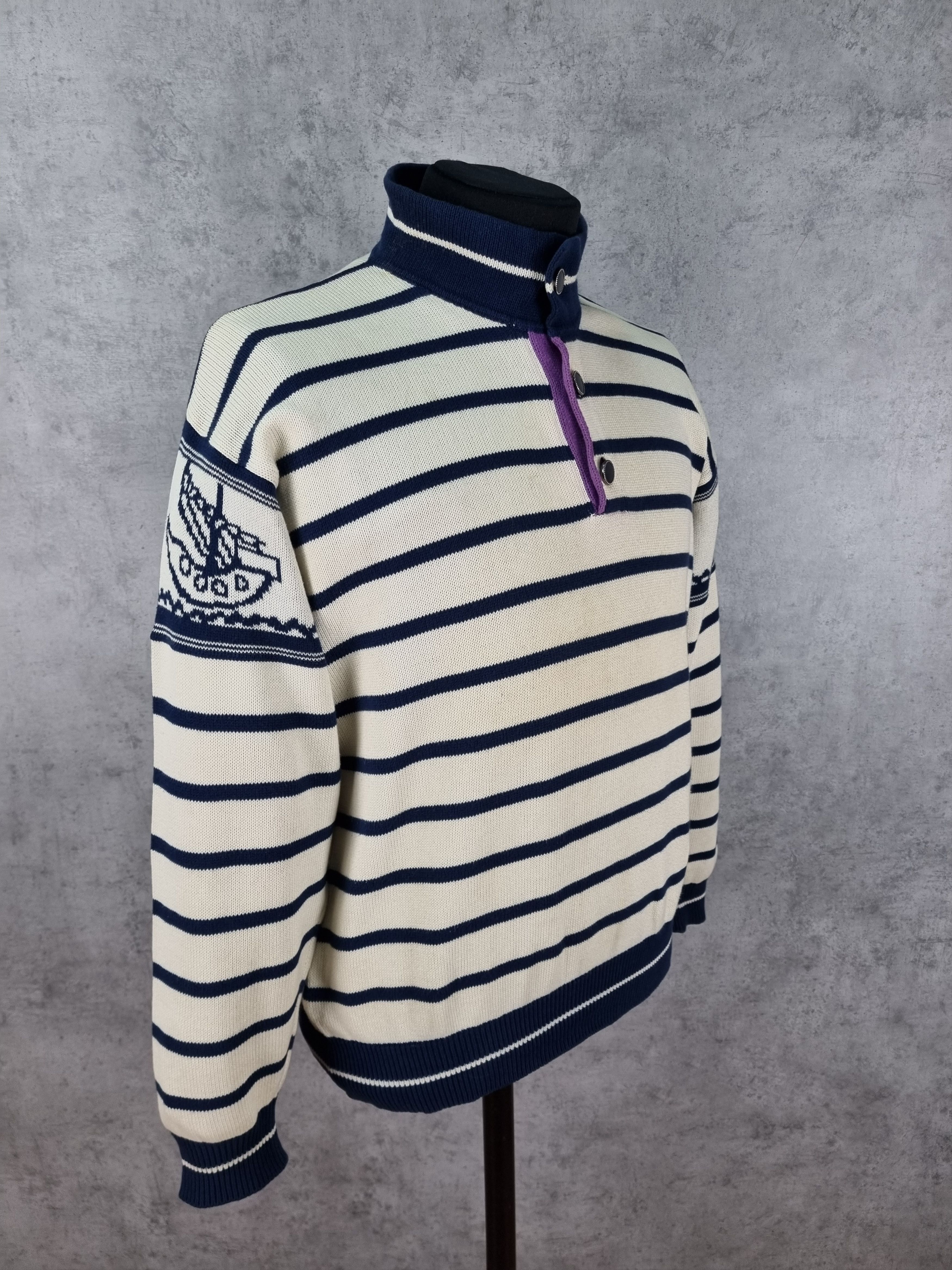 Iceberg × Jean Charles De Castelbajac Striped Castelbajac pour Iceberg Knitted Sweater Size US L / EU 52-54 / 3 - 6 Thumbnail