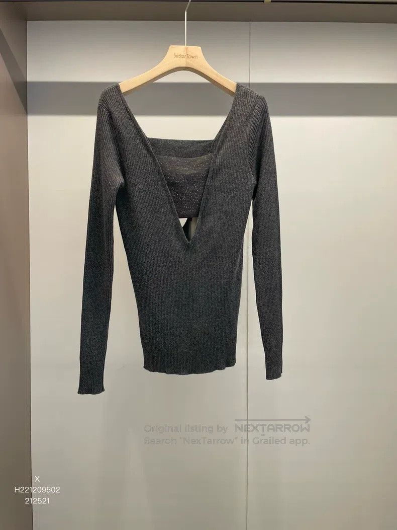 Brunello Cucinelli Brunello Cucinelli Dark grey studded cashmere sweater Size S / US 4 / IT 40 - 1 Thumbnail