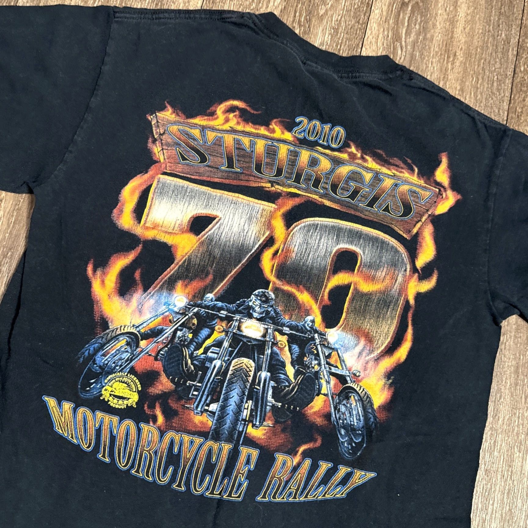 Vintage Sturgis Motorcycle Rally 2010 Biker Skeleton Flames Vintage T-Shirt Grunge Goth Men S Black Shirt Mens Size US S / EU 44-46 / 1 - 3 Thumbnail
