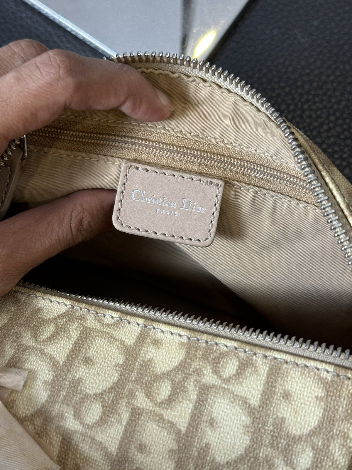 Dior Dior Brown Dior Oblique Romantique Canvas Handbag Beige Size ONE SIZE - 8 Thumbnail