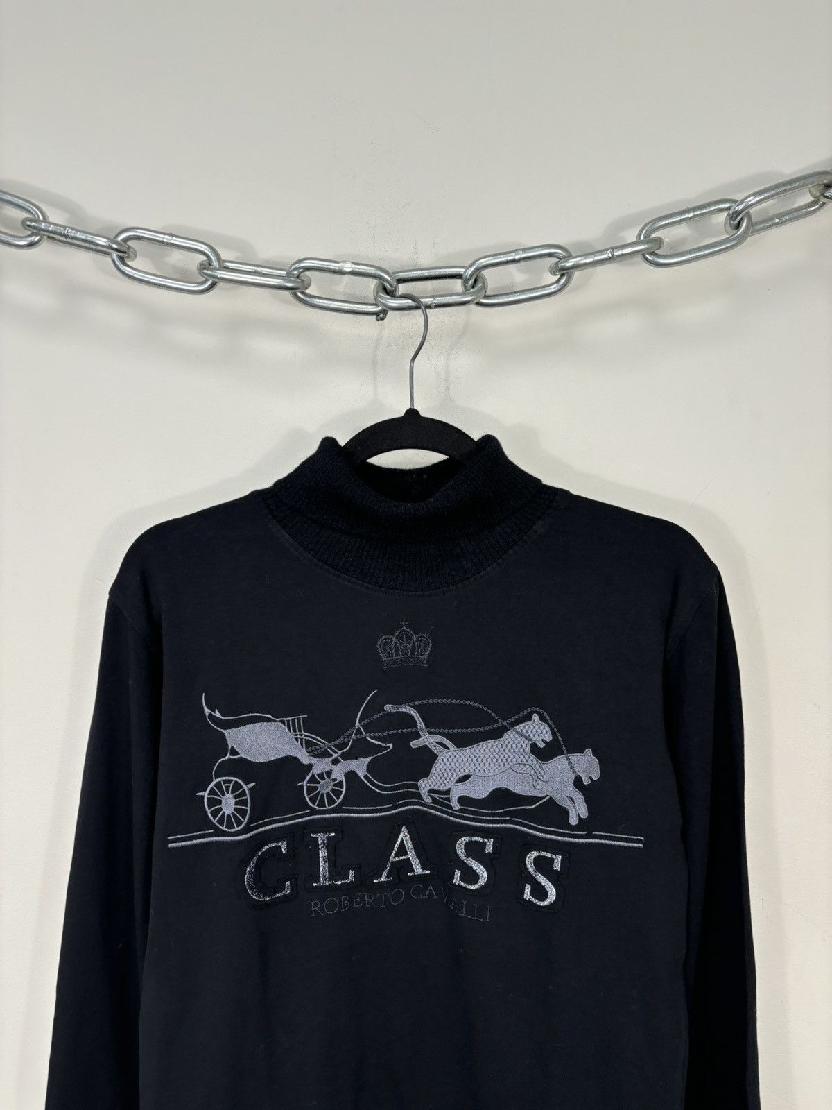 Cavalli Class Vintage Roberto Cavalli Class Embroidered Turtleneck Sweater Size L / US 10 / IT 46 - 2 Thumbnail