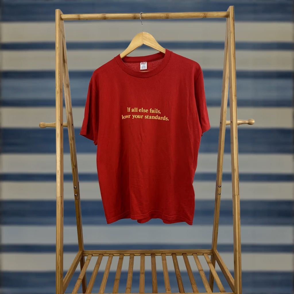 Jerzees VTG 80s If All Else Fails Lower Your Standards Thin Funny Quote T-Shirt L Red Mens Shirt 80s VTG Funny Quote T-Shirt Size L Red Mens Size US L / EU 52-54 / 3 - 1 Thumbnail