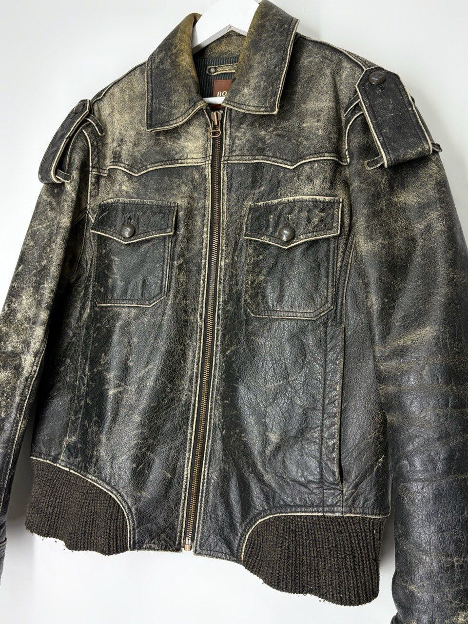 Hugo Boss Vintage 90s Hugo Boss Avant Garde Heavy Leather Jacket Size US M / EU 48-50 / 2 - 3 Thumbnail
