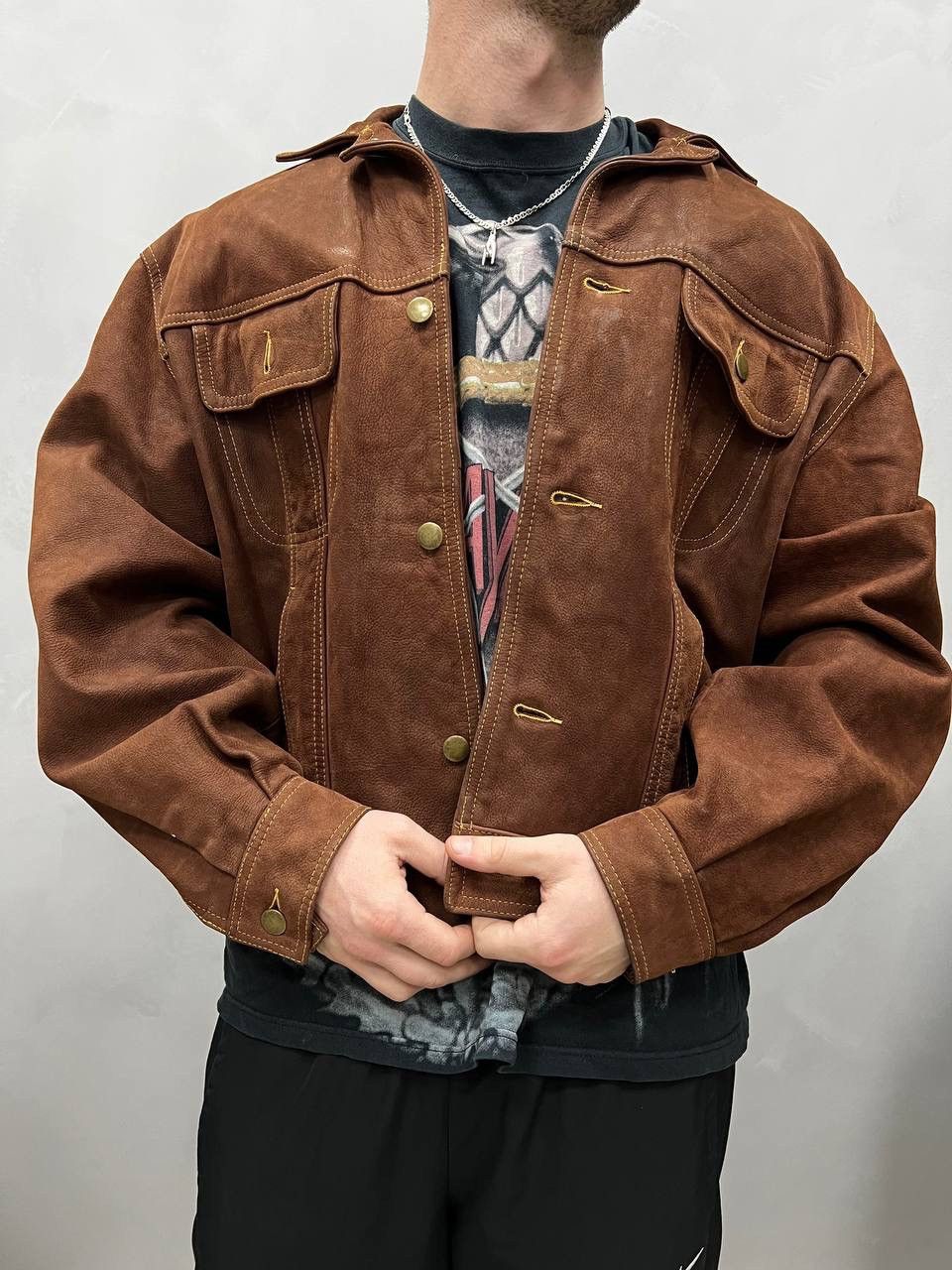 Genuine Leather × Vintage Vintage leather jacket Marlboro style Racing 90’s Y2K Size US L / EU 52-54 / 3 - 3 Thumbnail
