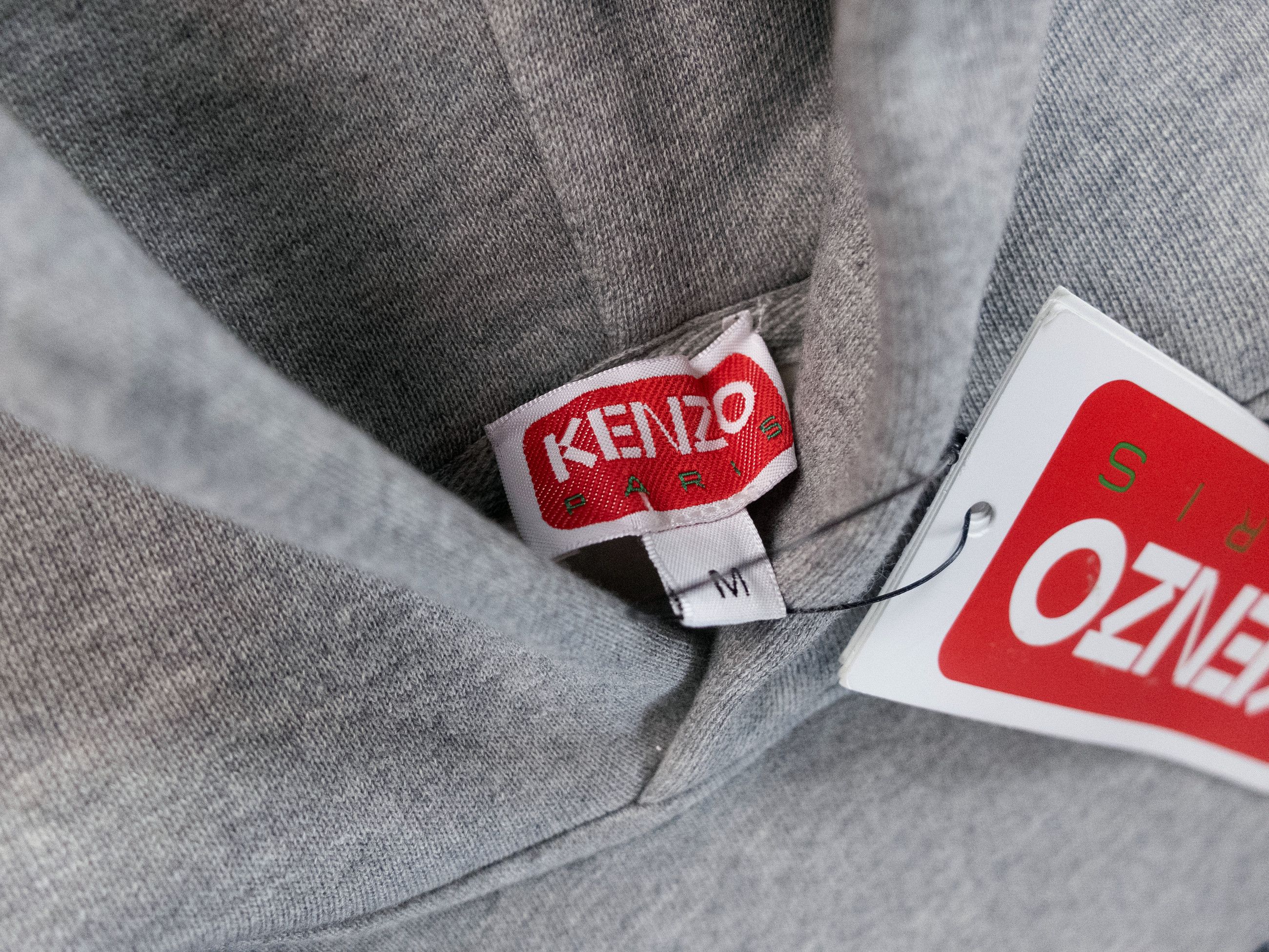 Kenzo KENZO gray & navy blue logo print hoodie sweatshirt Medium Size US M / EU 48-50 / 2 - 6 Thumbnail