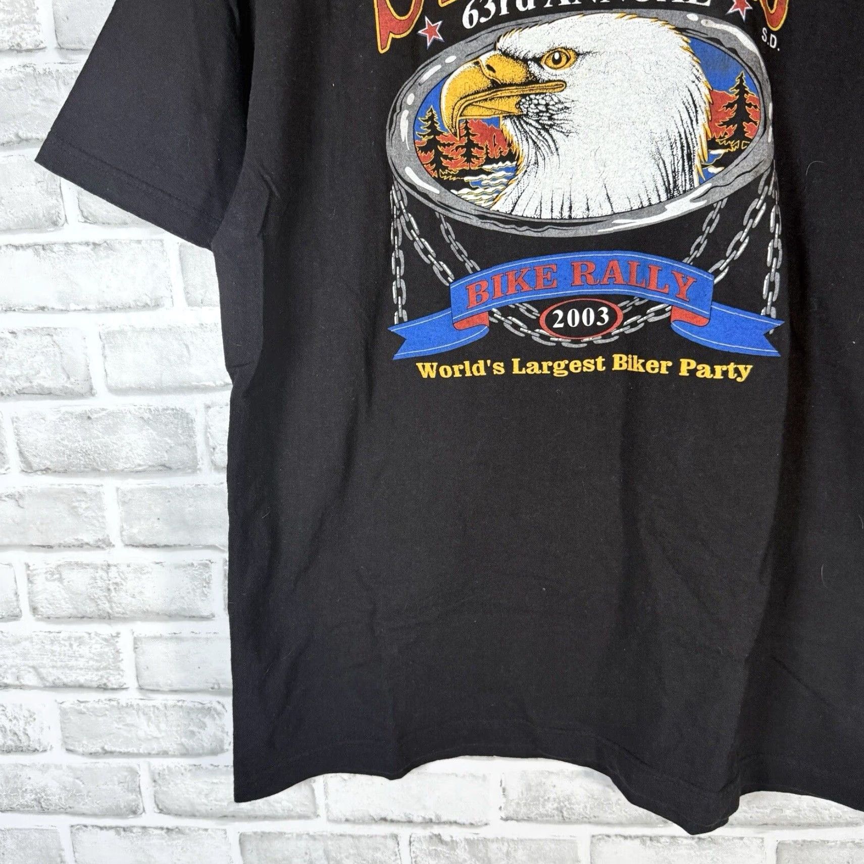 Vintage VTG BNK Black Sturgis 63rd Bike Rally 2003 Graphic Tee Mens XL T-Shirt Graphic Tee Size US XL / EU 56 / 4 - 3 Thumbnail